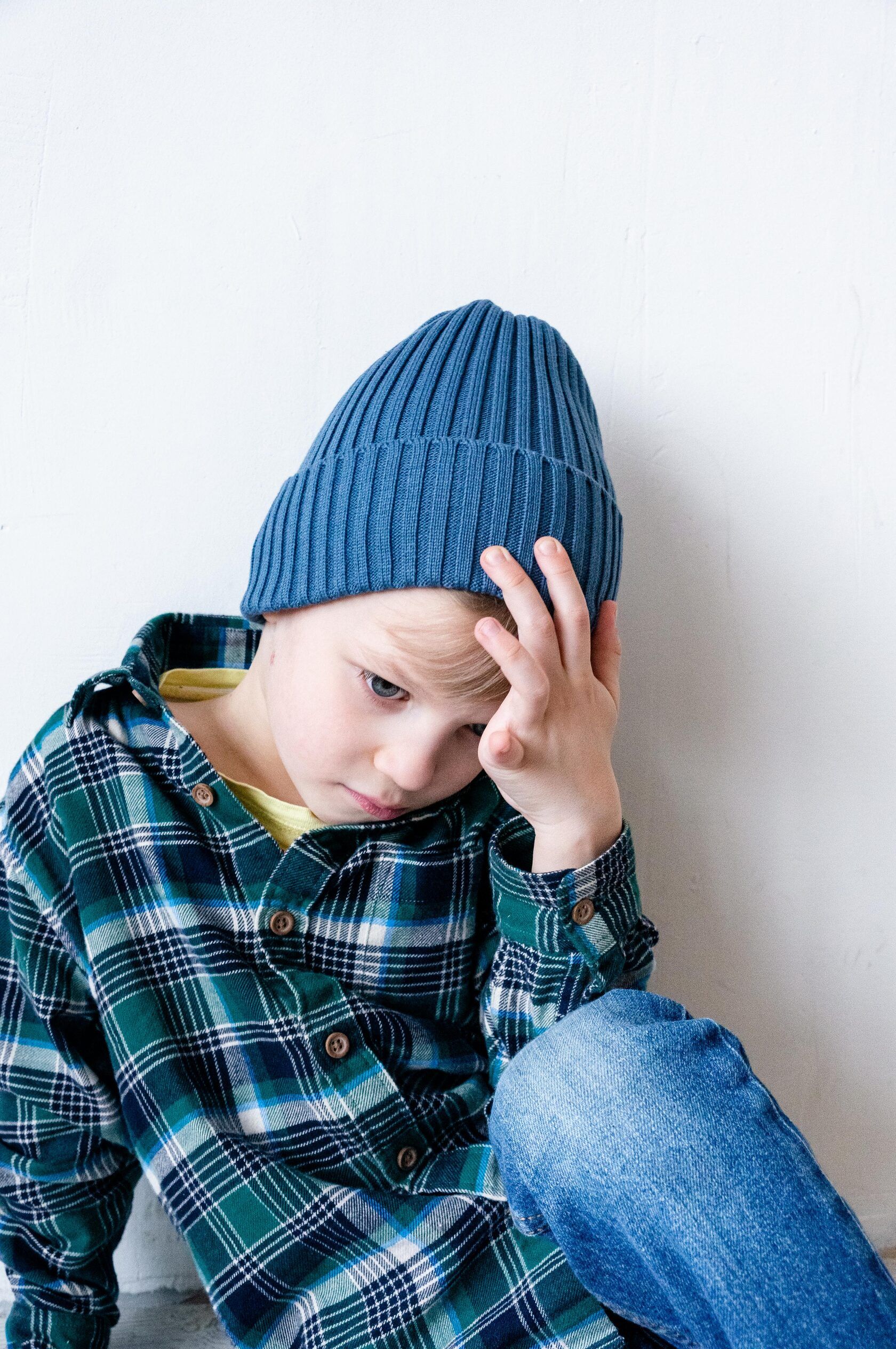 Шапка детская джинс L(4-6 лет)