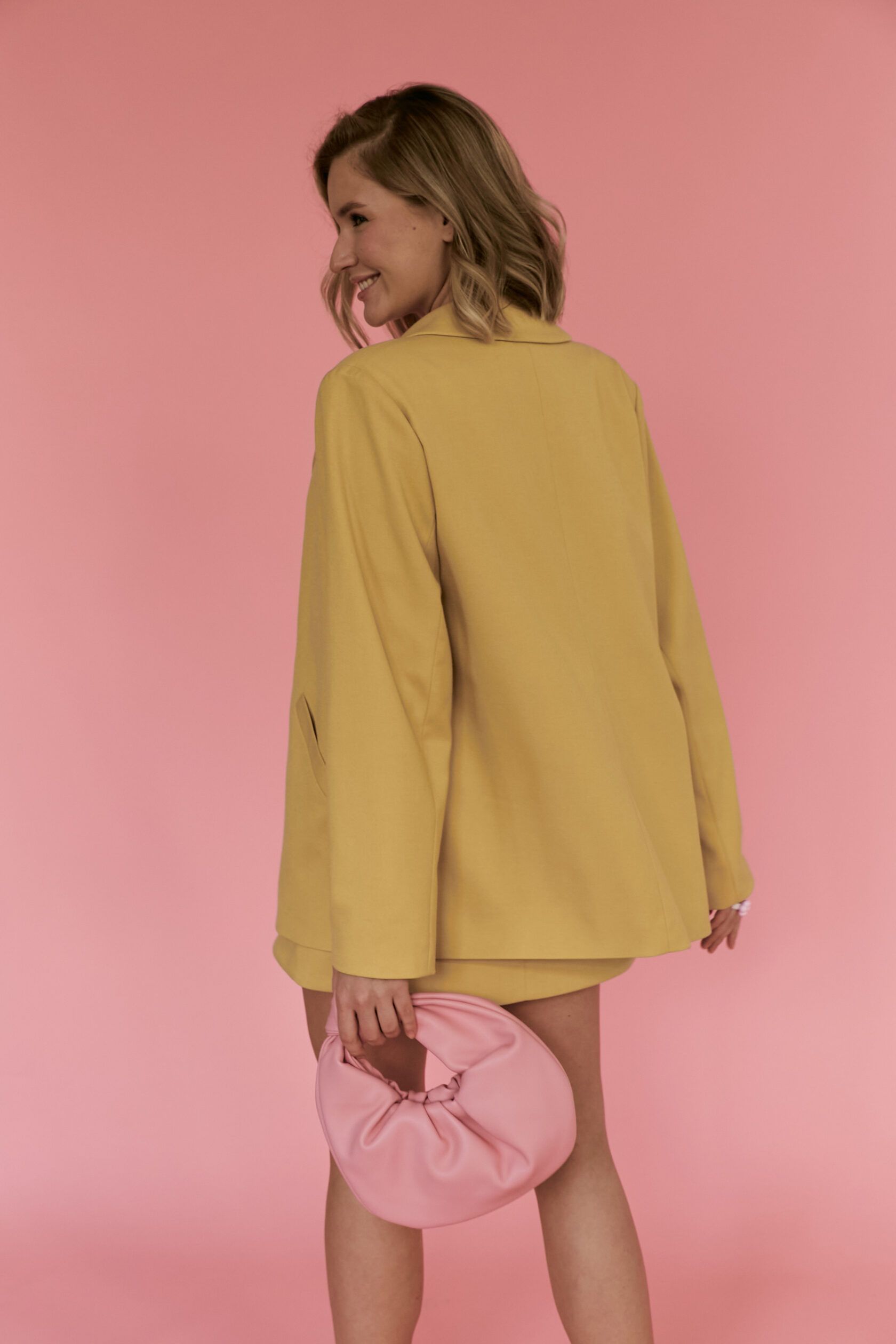 Жакет прямого кроя с карманами сливочно-желтый M