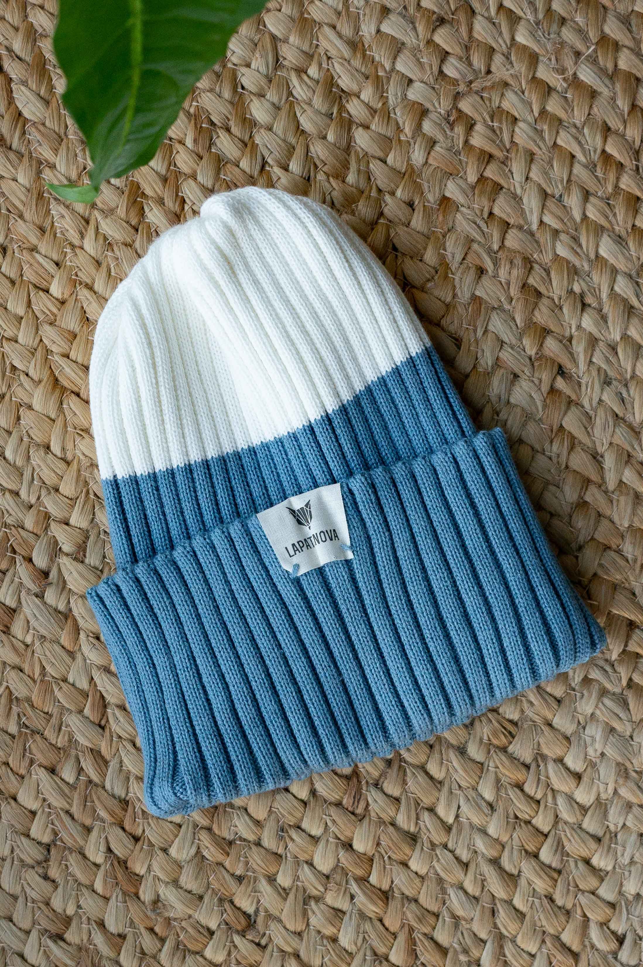 Шапка детская серо-голубой с белым L(4-6 лет)