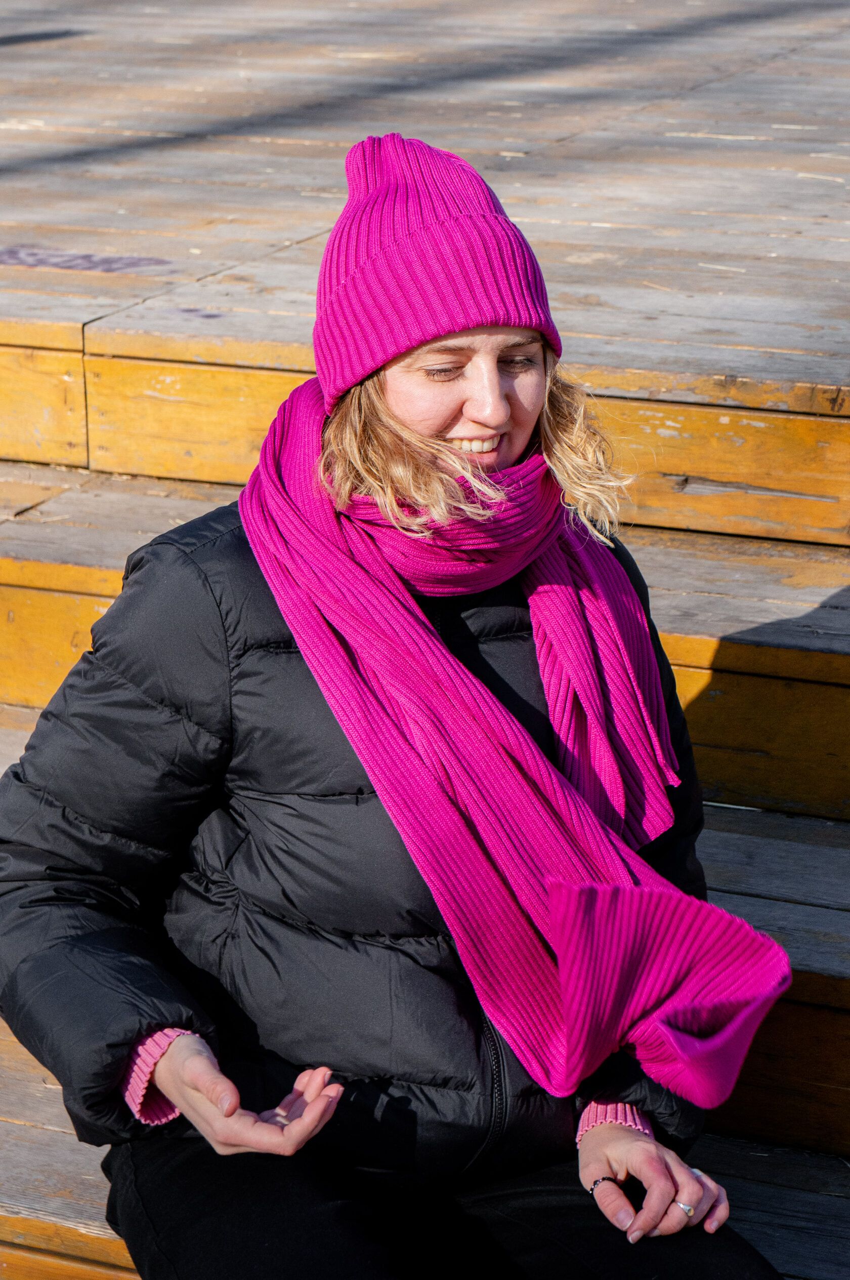 Шарф взрослый яркая фуксия S-L