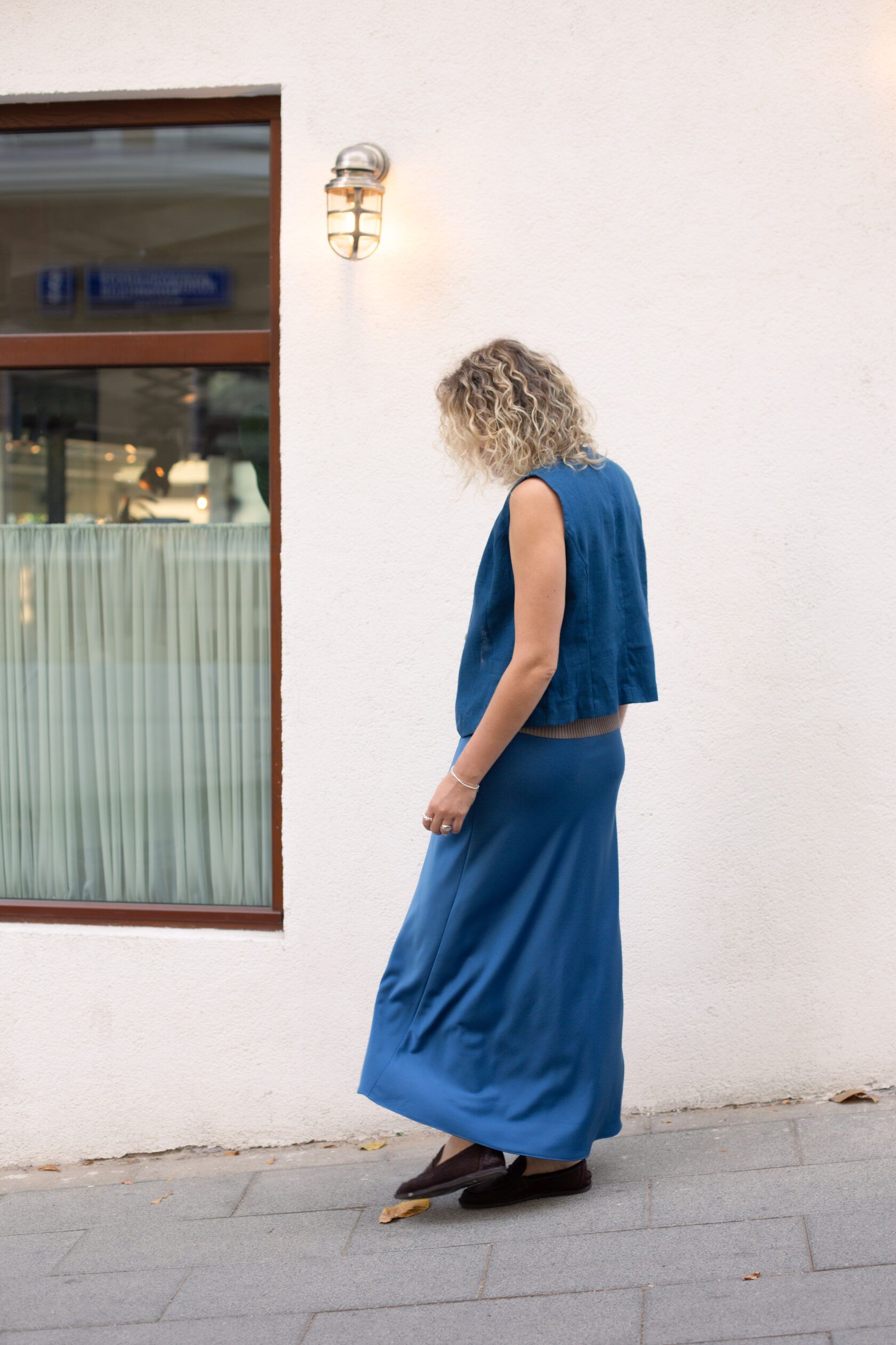 Юбка макси атлас индиго L