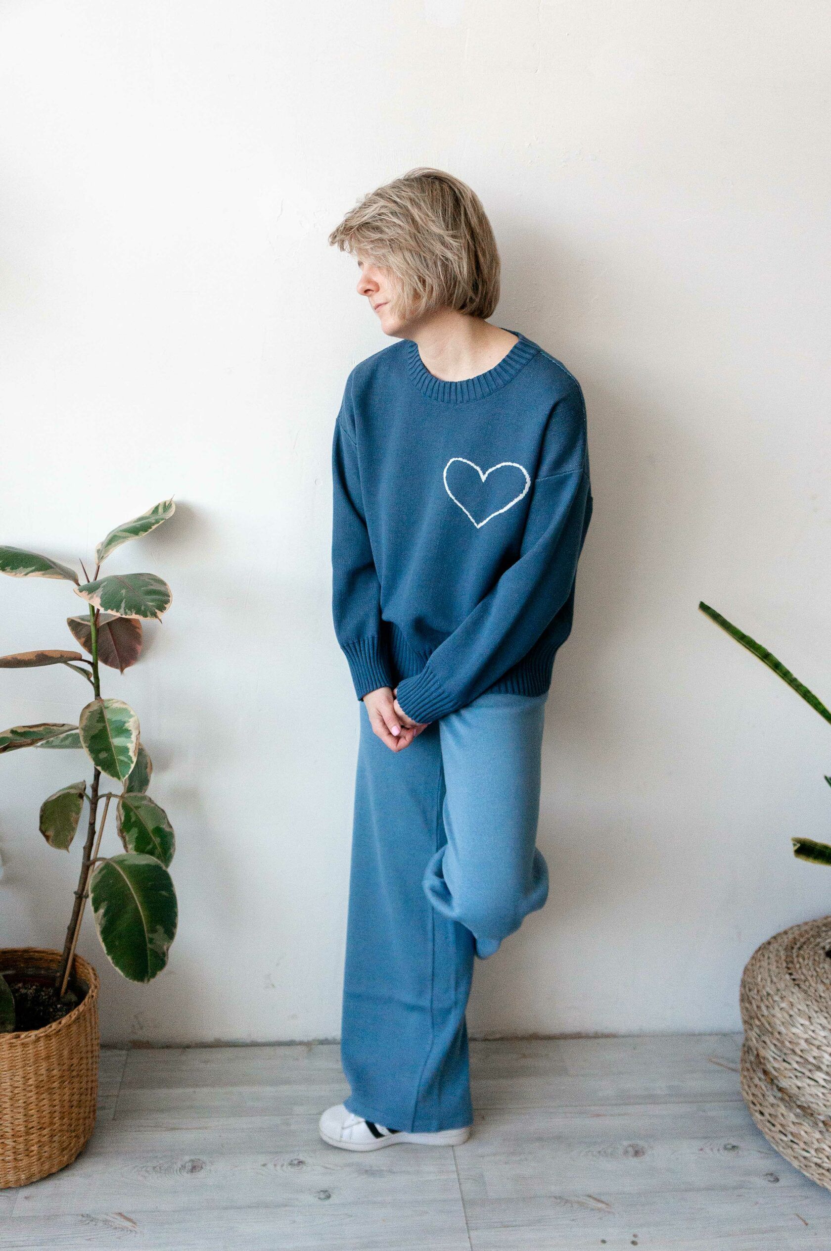 Брюки трикотаж голубой XS-S