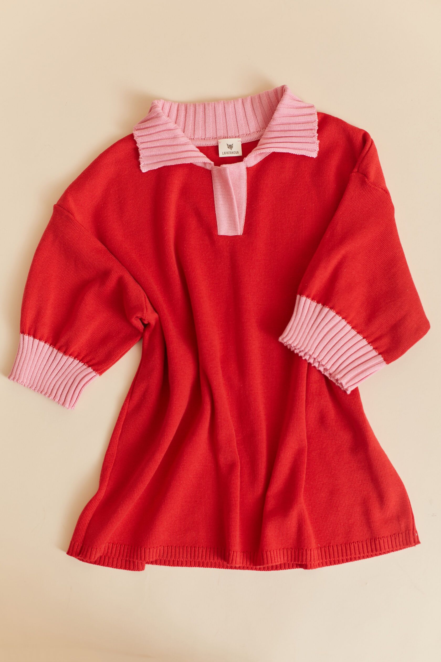 Поло трикотажное алый с розовым M-L