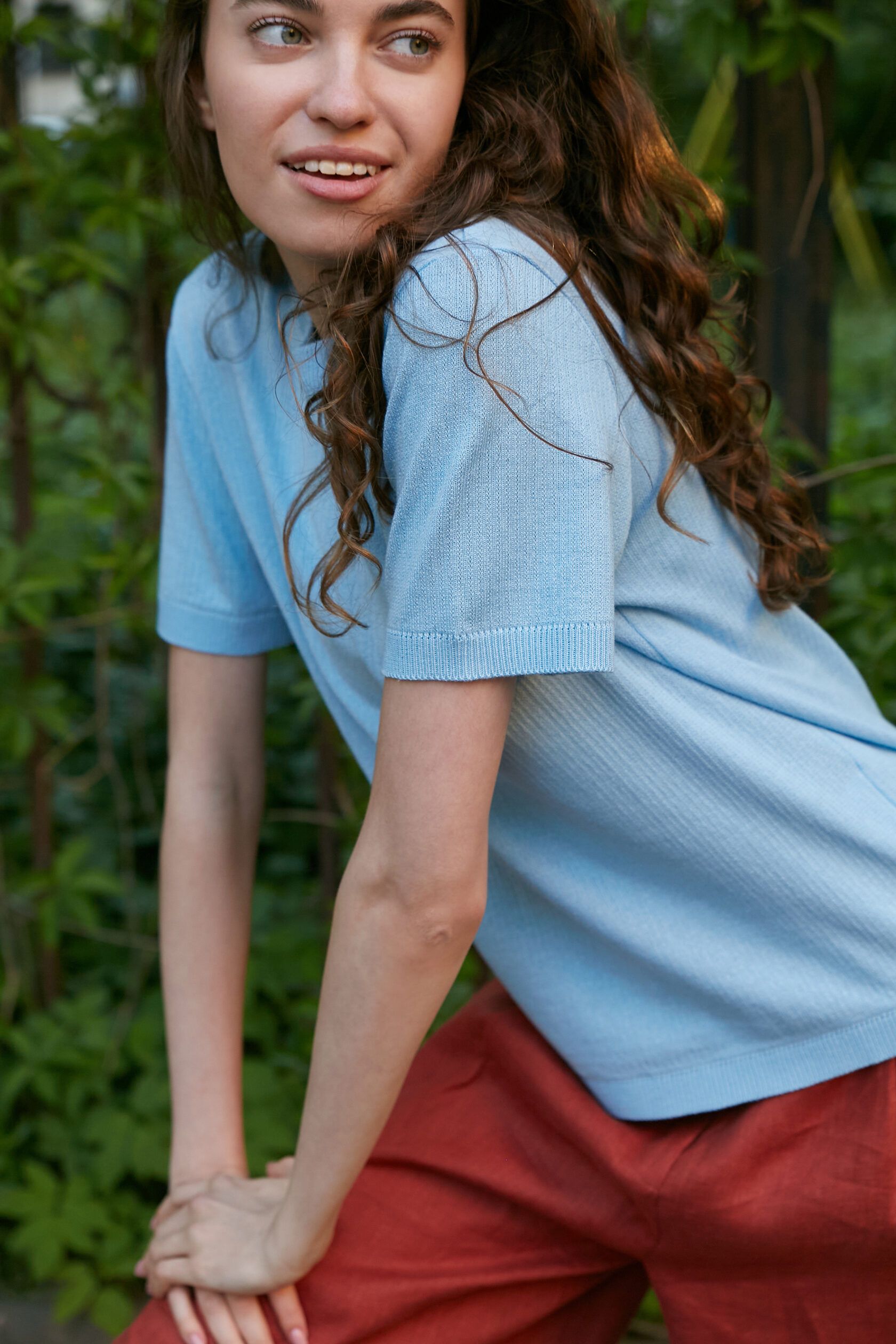 Футболка трикотажная косичка голубой S-L