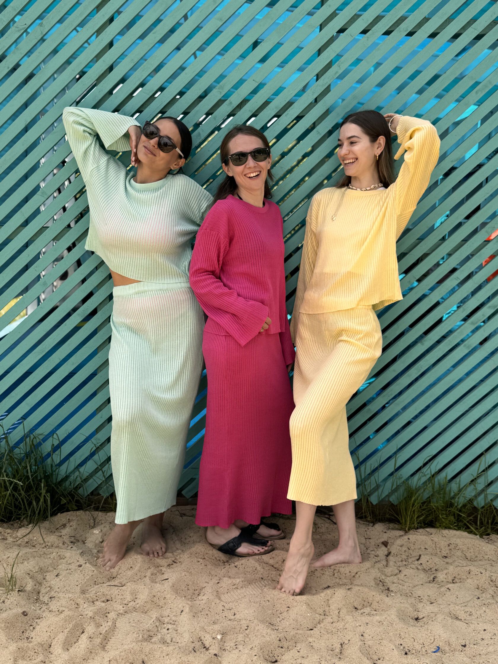 Юбка трикотажная в рубчик макси фуксия M-L