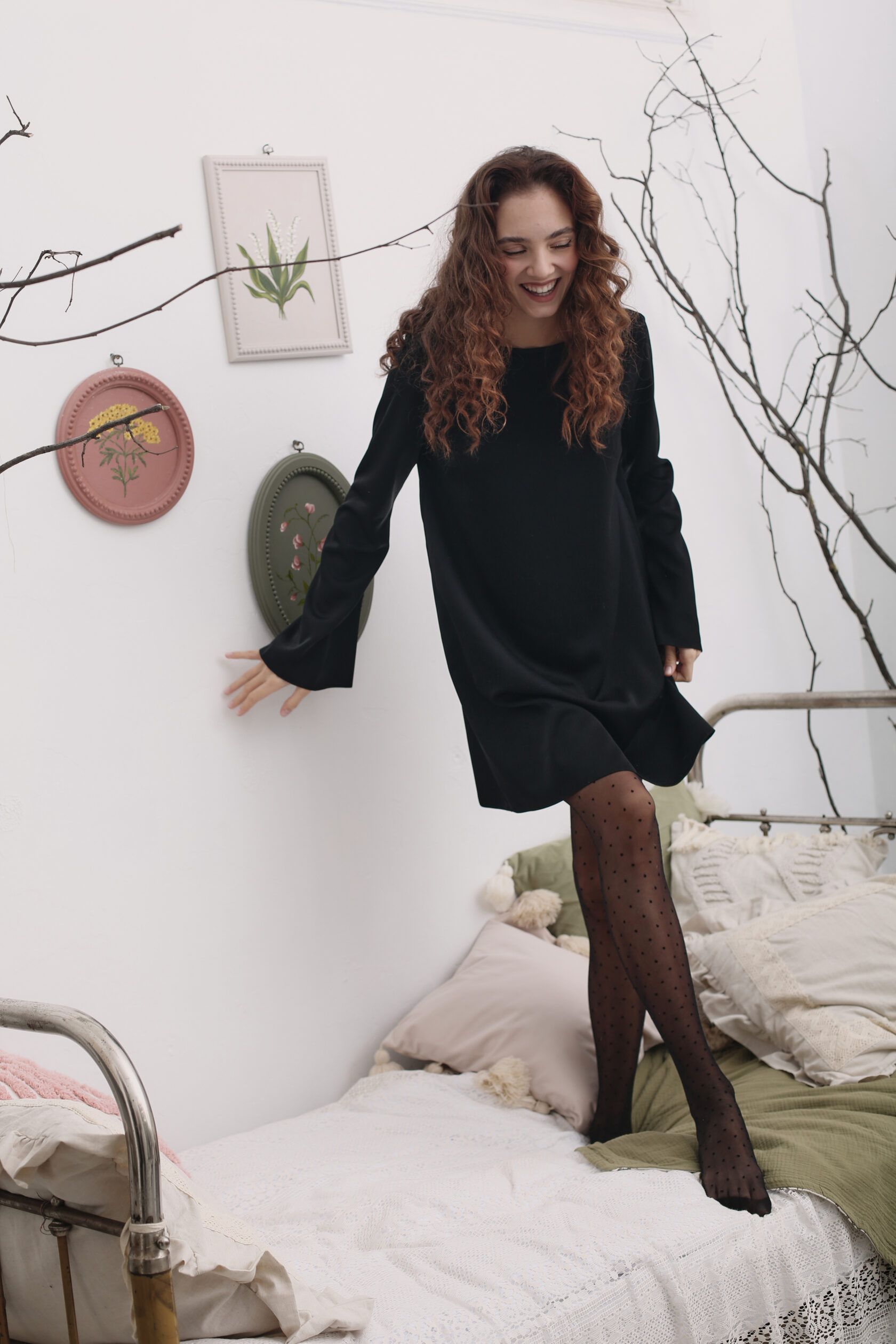 Платье Агата мини искусственный шелк черный M