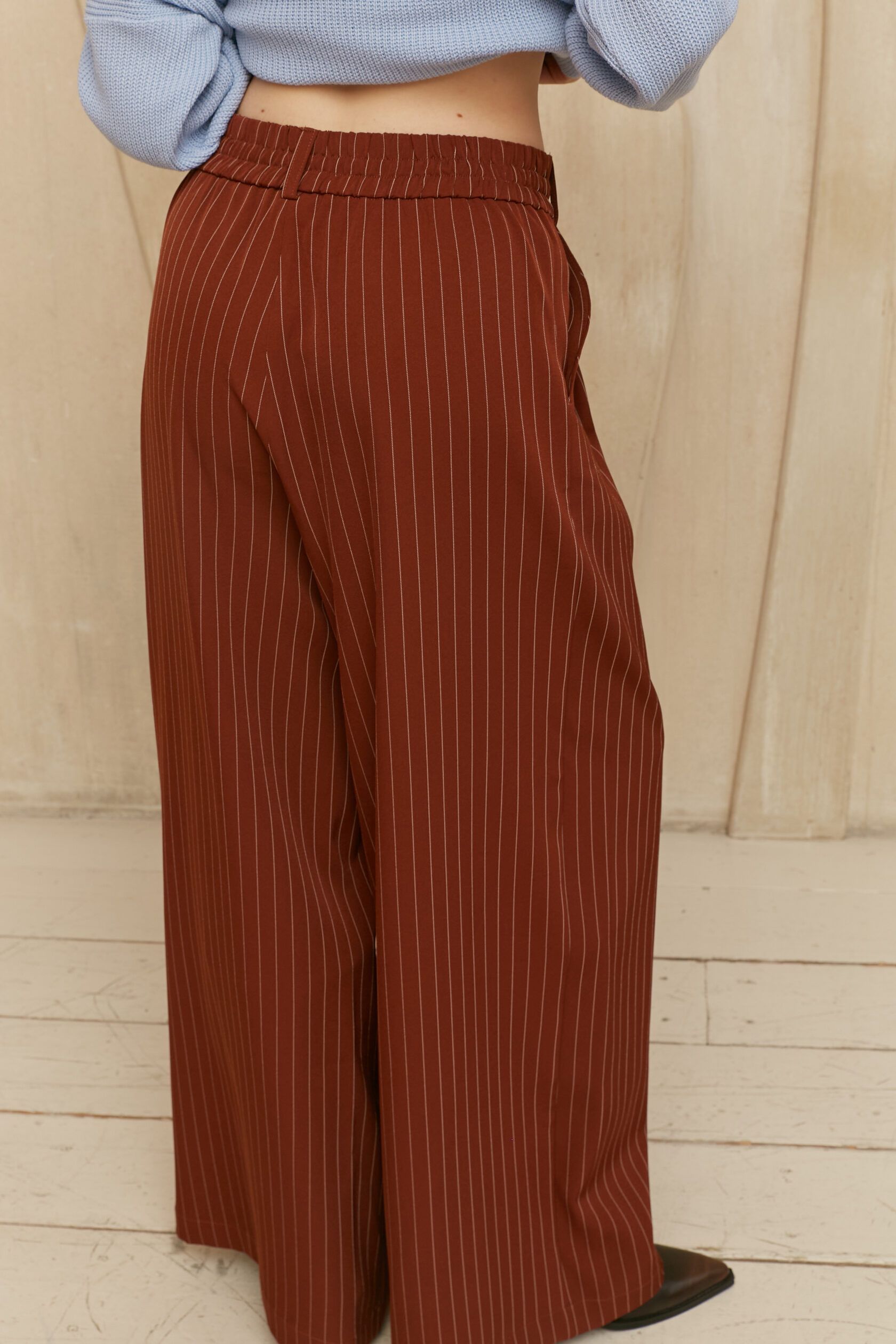 Брюки палаццо вискоза корица в полоску L