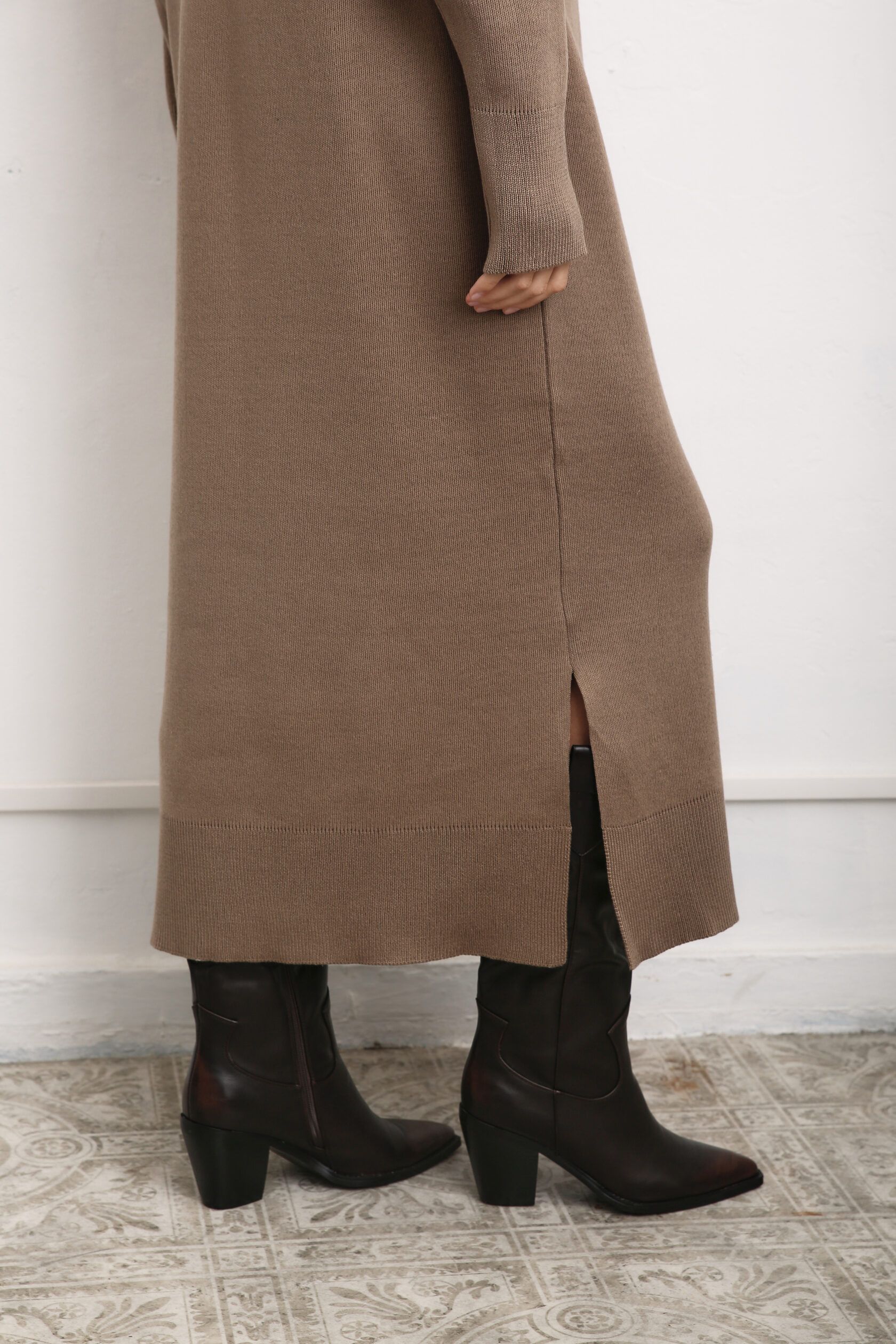 Платье интерлок макси полынь S-M