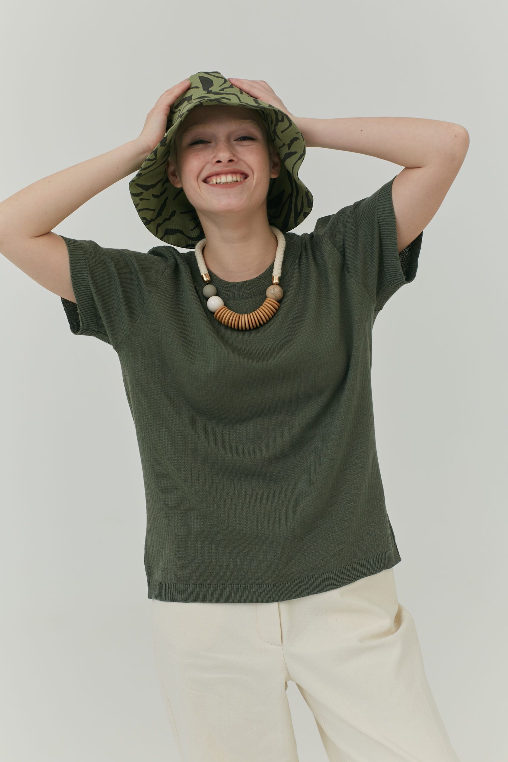 Футболка трикотажная косичка полынь S-L