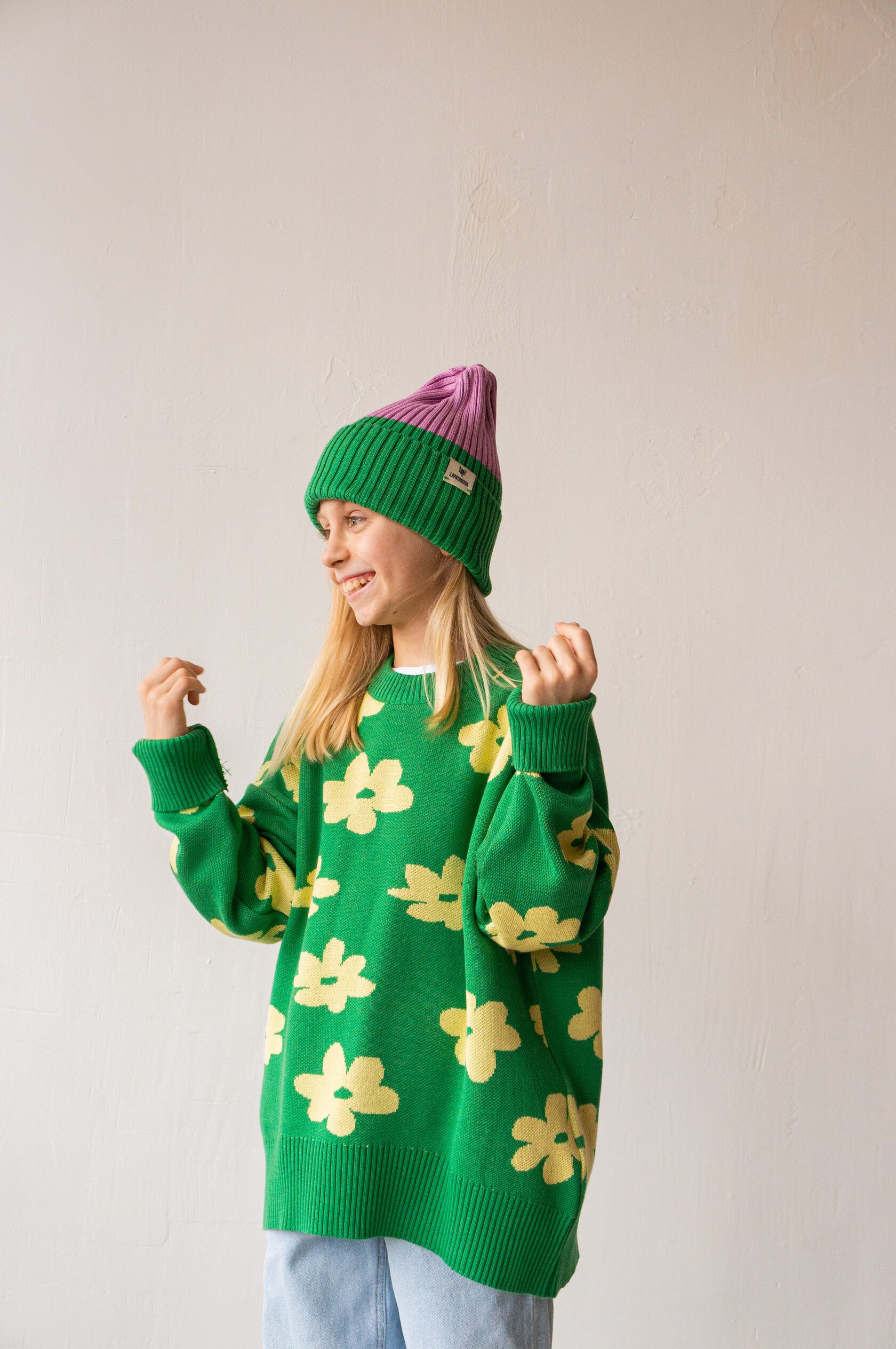 Джемпер детский Ромашки зеленый рост 130-140 см