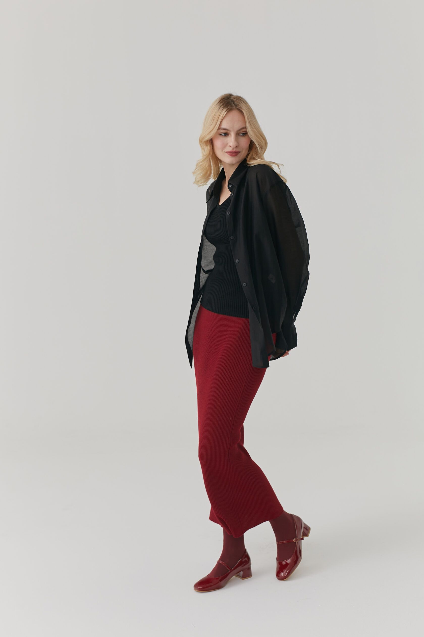 Рубашка женская из тенсела черная one size