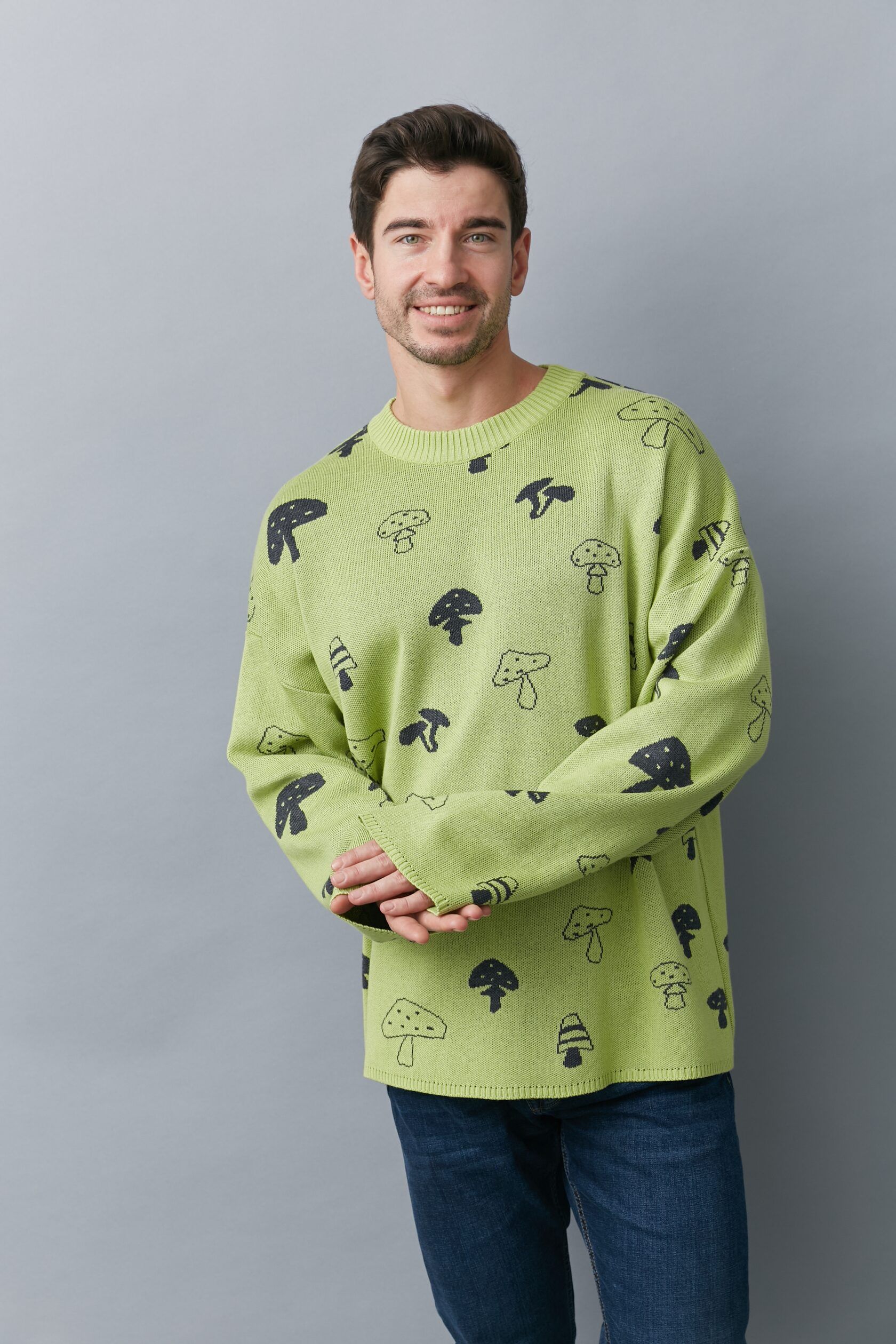 Джемпер мужской Грибочки лайм one size