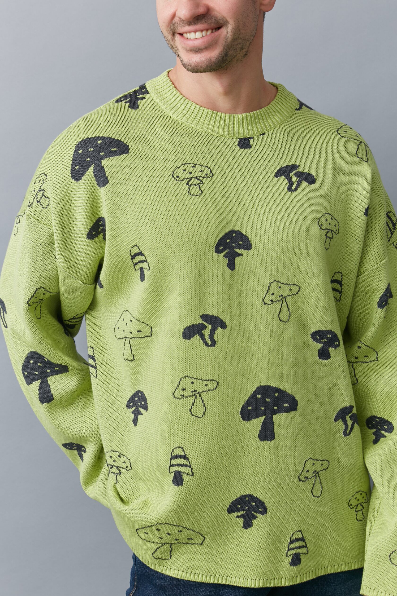 Джемпер мужской Грибочки лайм one size