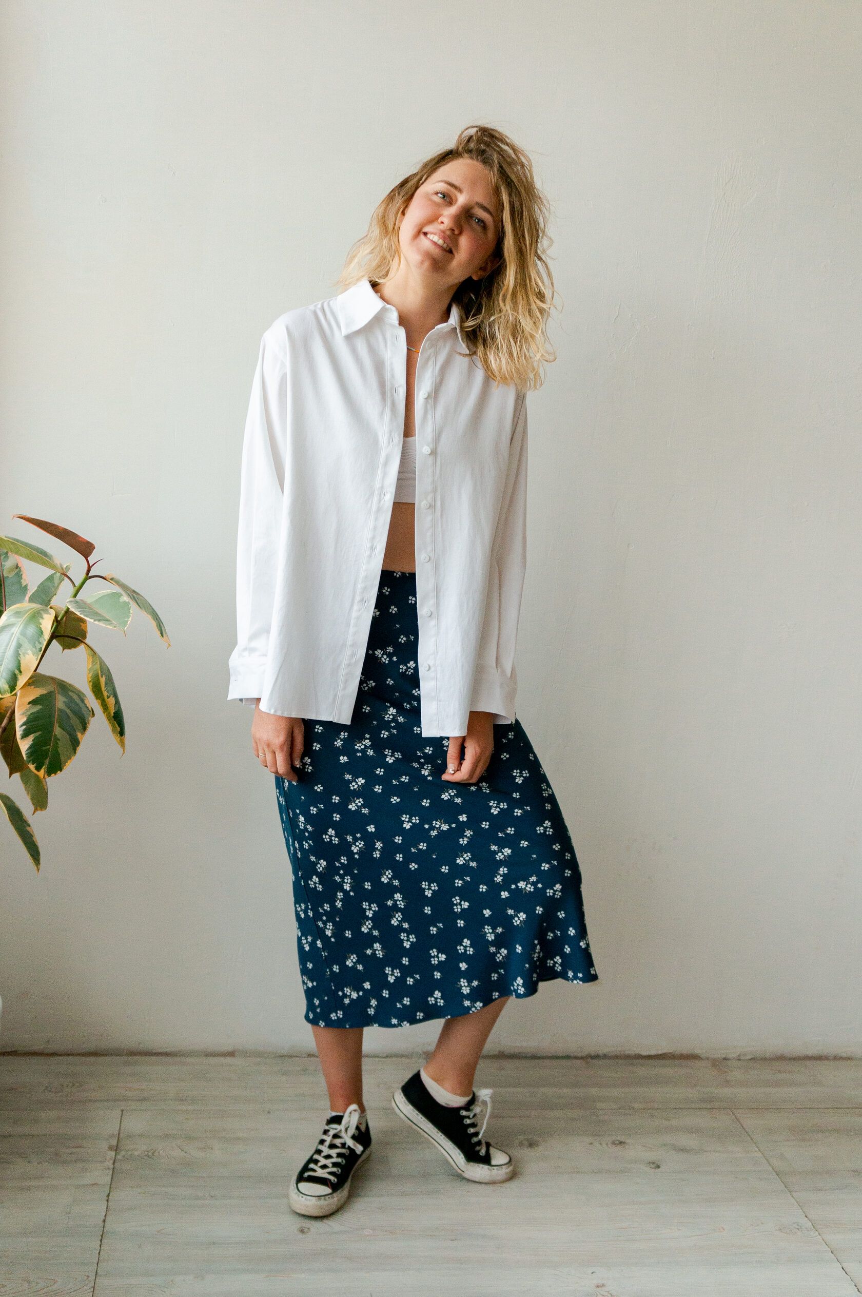 Юбка вискоза миди синяя M