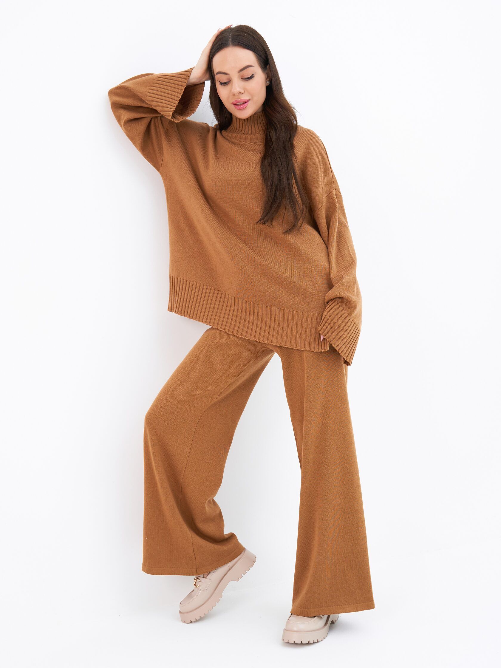 Брюки трикотаж орех XS-S