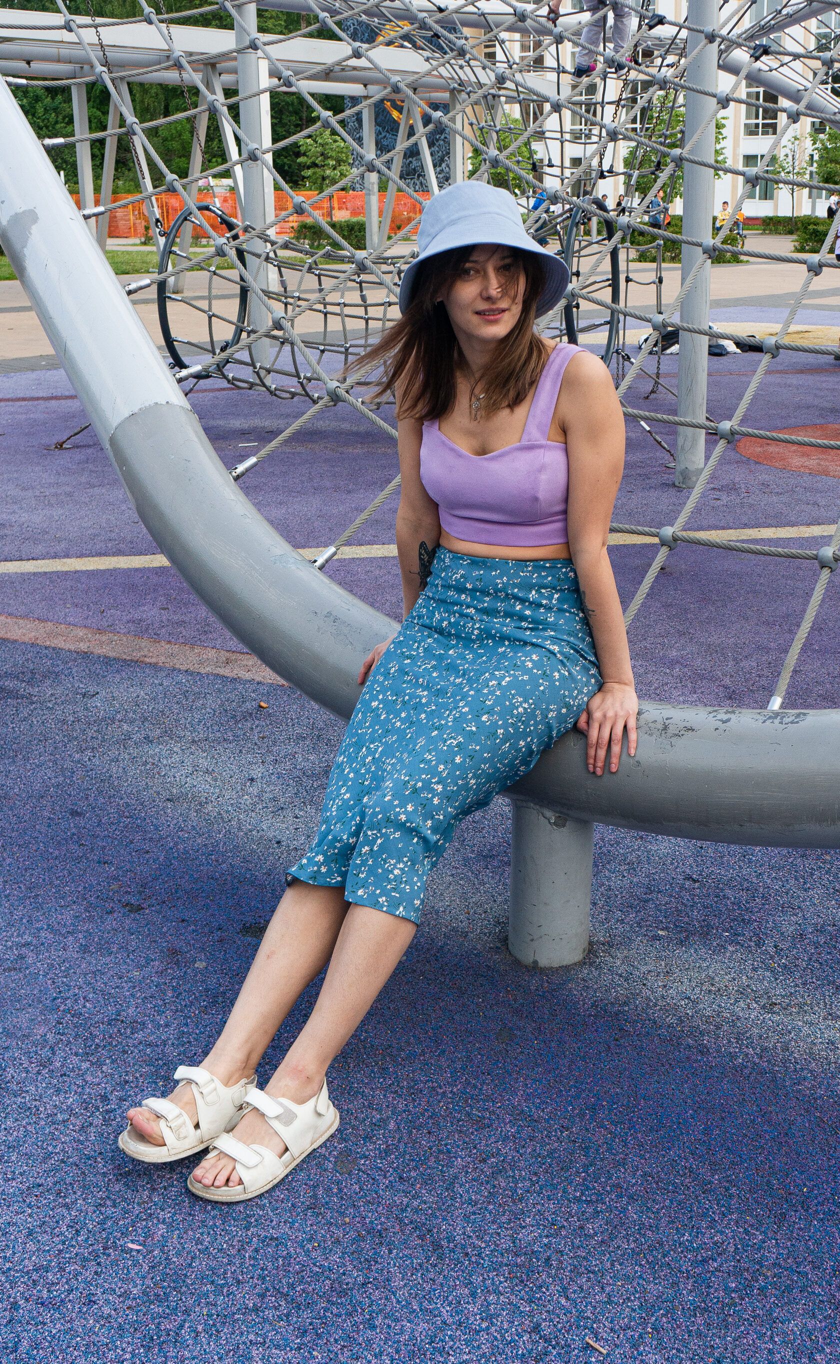 Юбка вискоза миди голубая L