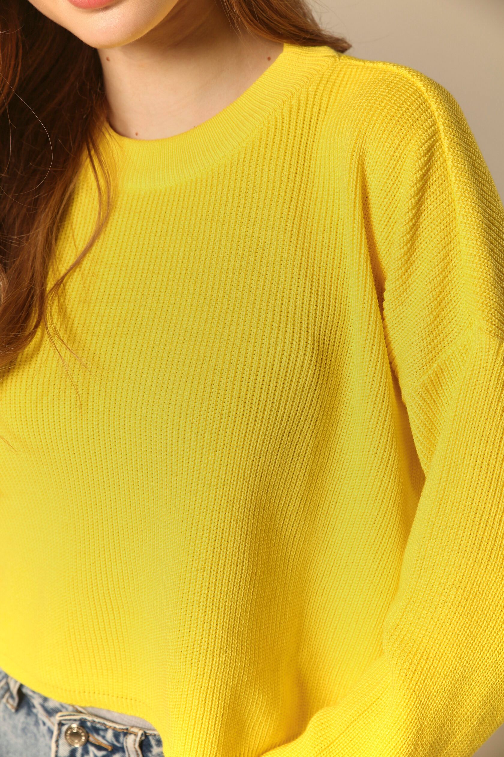 Джемпер базовый укороченный желтый one size