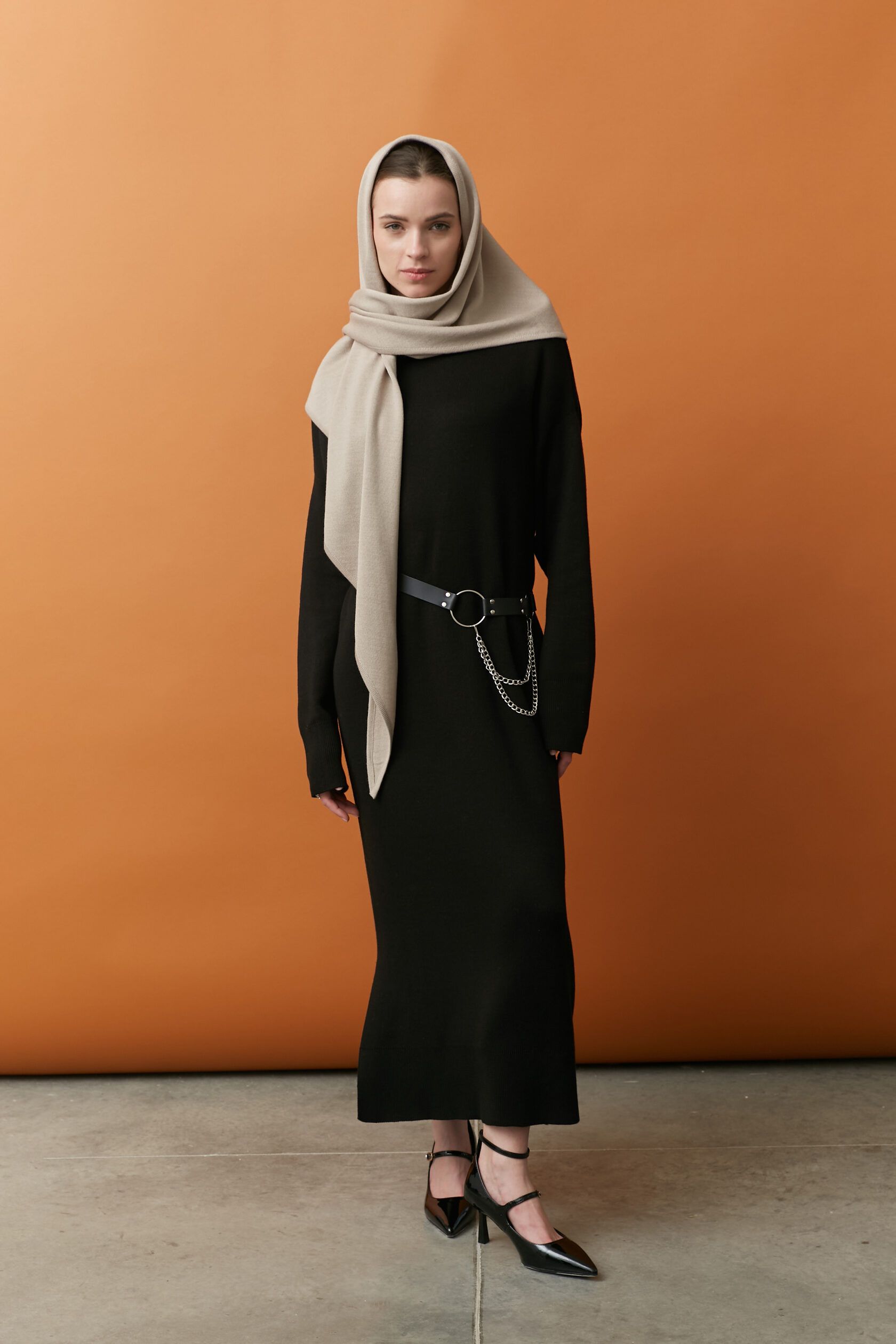 Платье интерлок макси черный S-M