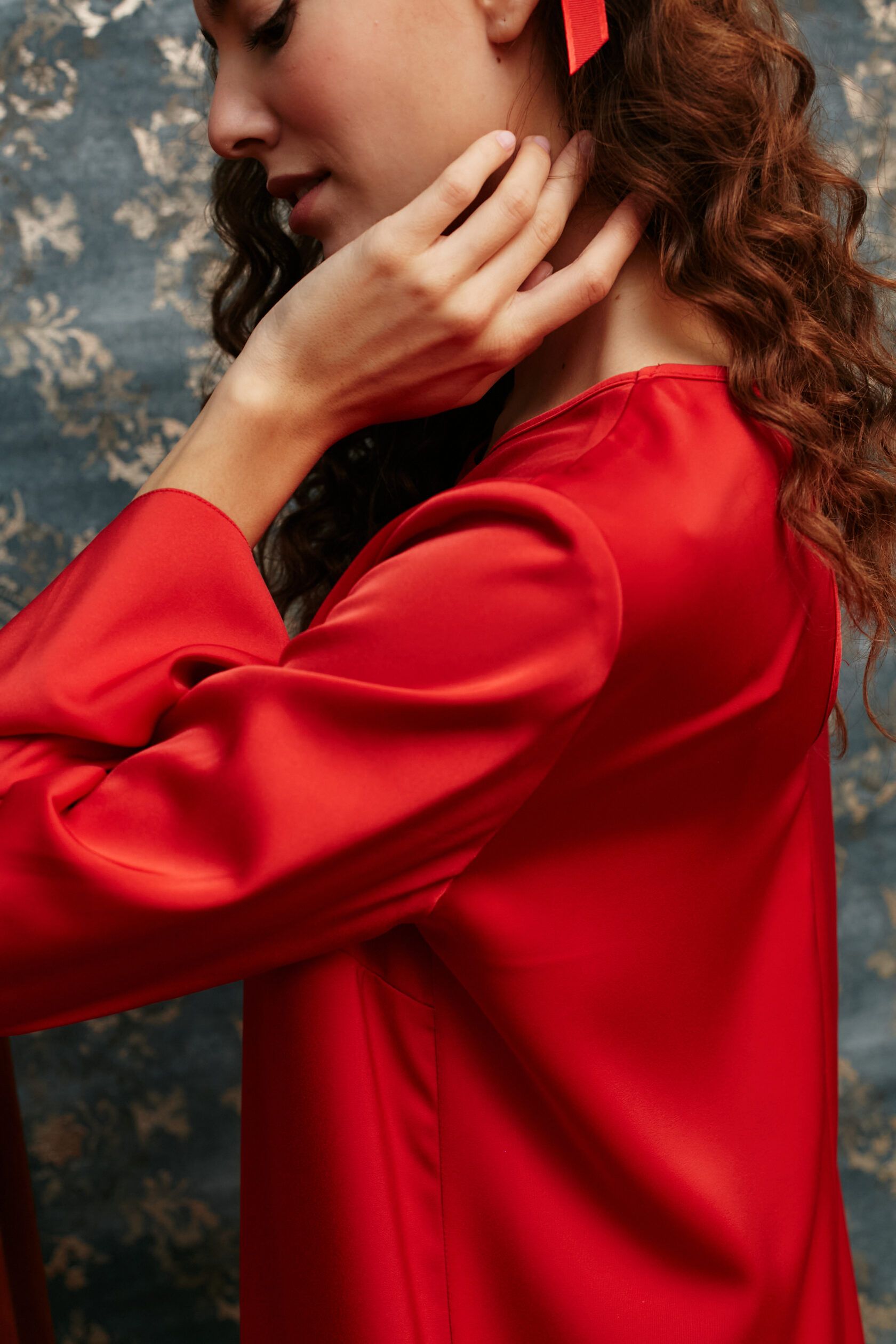 Платье Агата мини искусственный шелк алый L