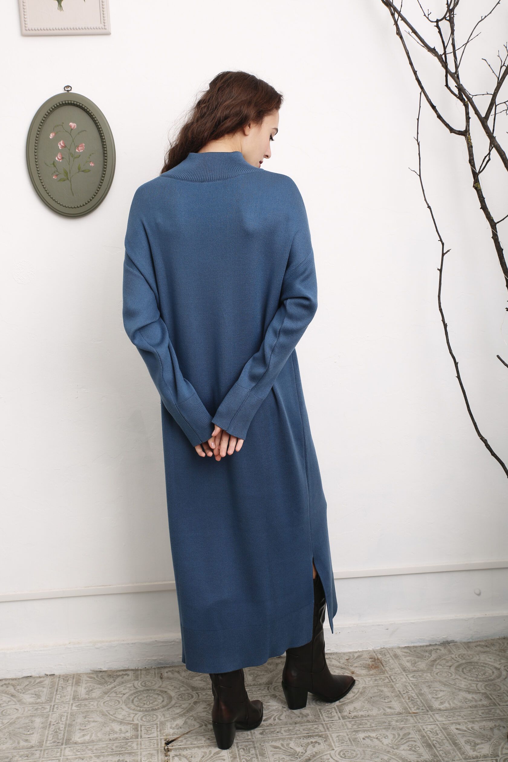 Платье интерлок макси джинс М-L