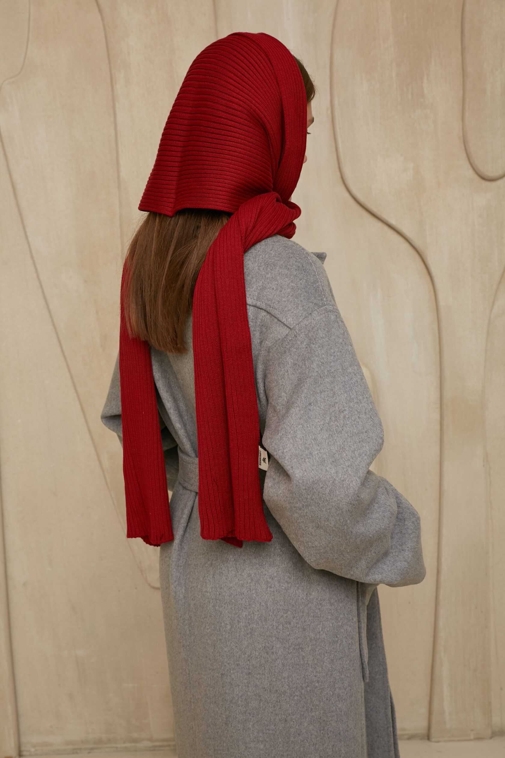 Шарф взрослый бургунди S-L