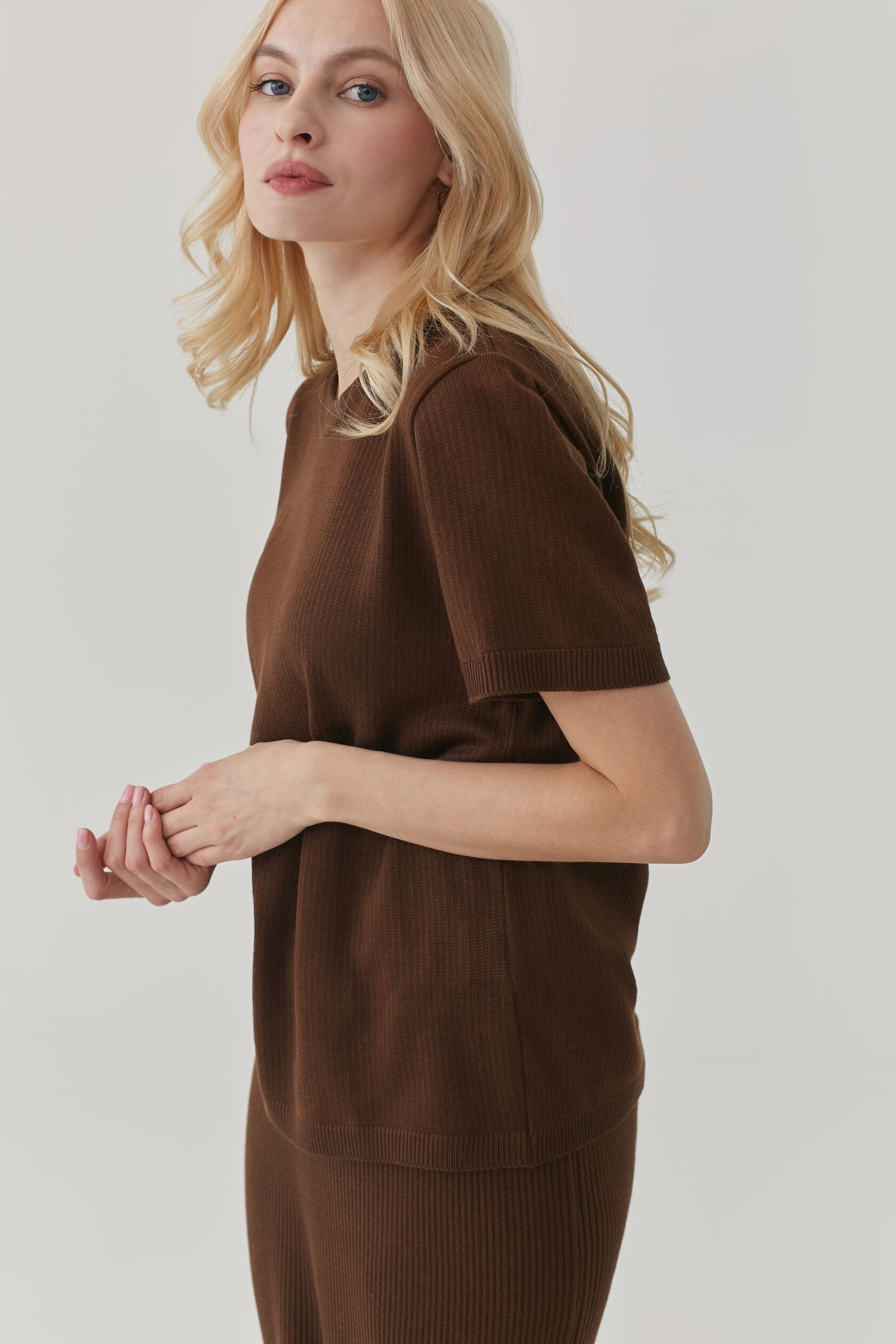 Футболка трикотажная косичка шоколад S-M