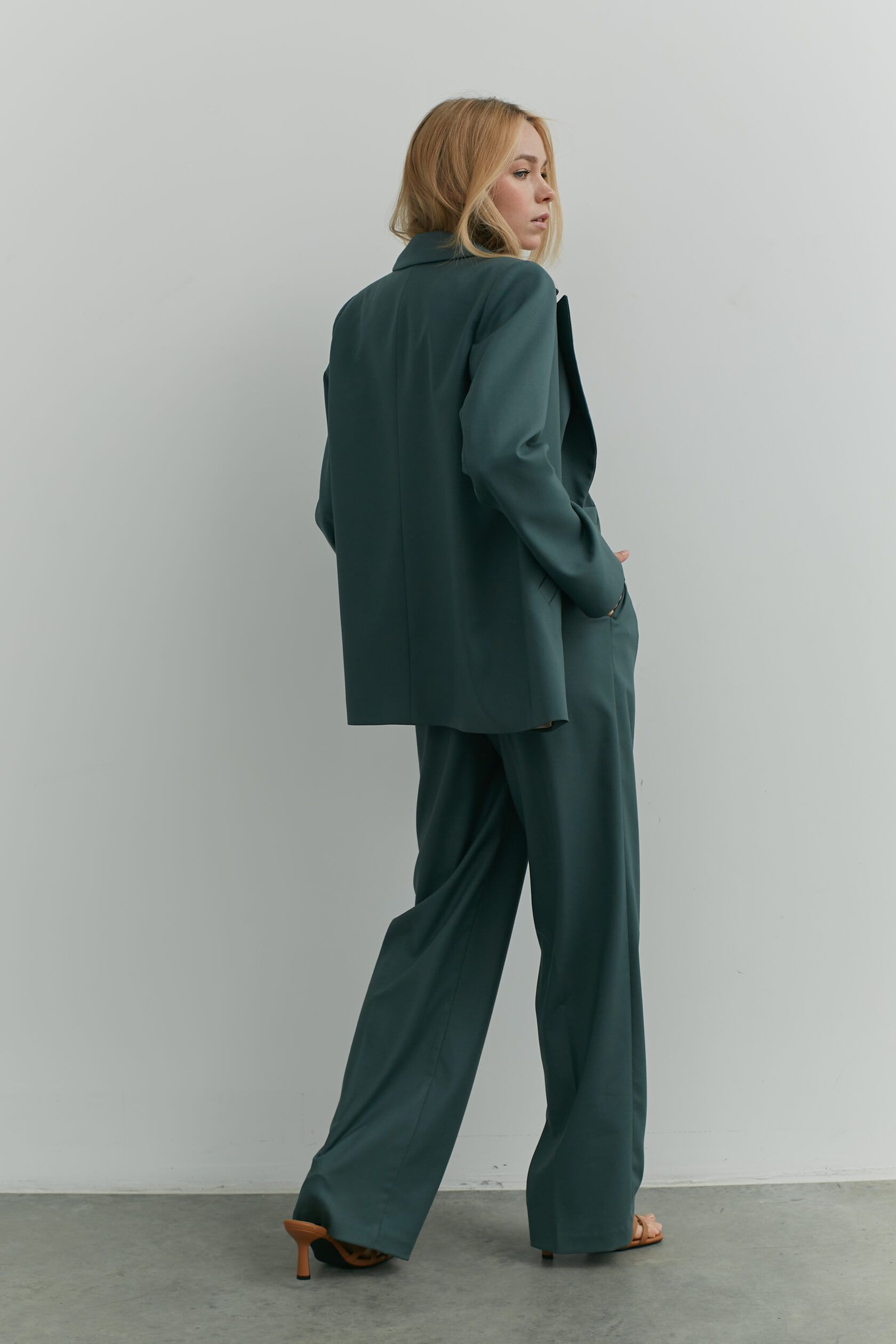 Жакет прямого кроя с карманами эвкалипт S