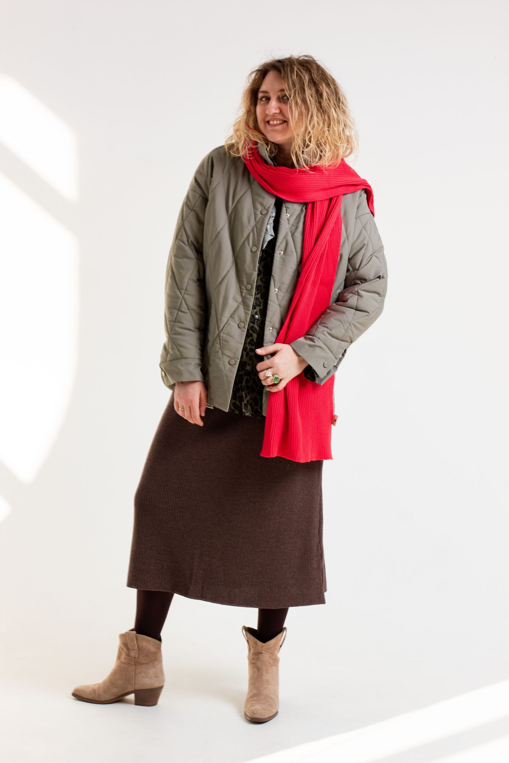 Юбка трикотаж А-силуэта тауп M-L