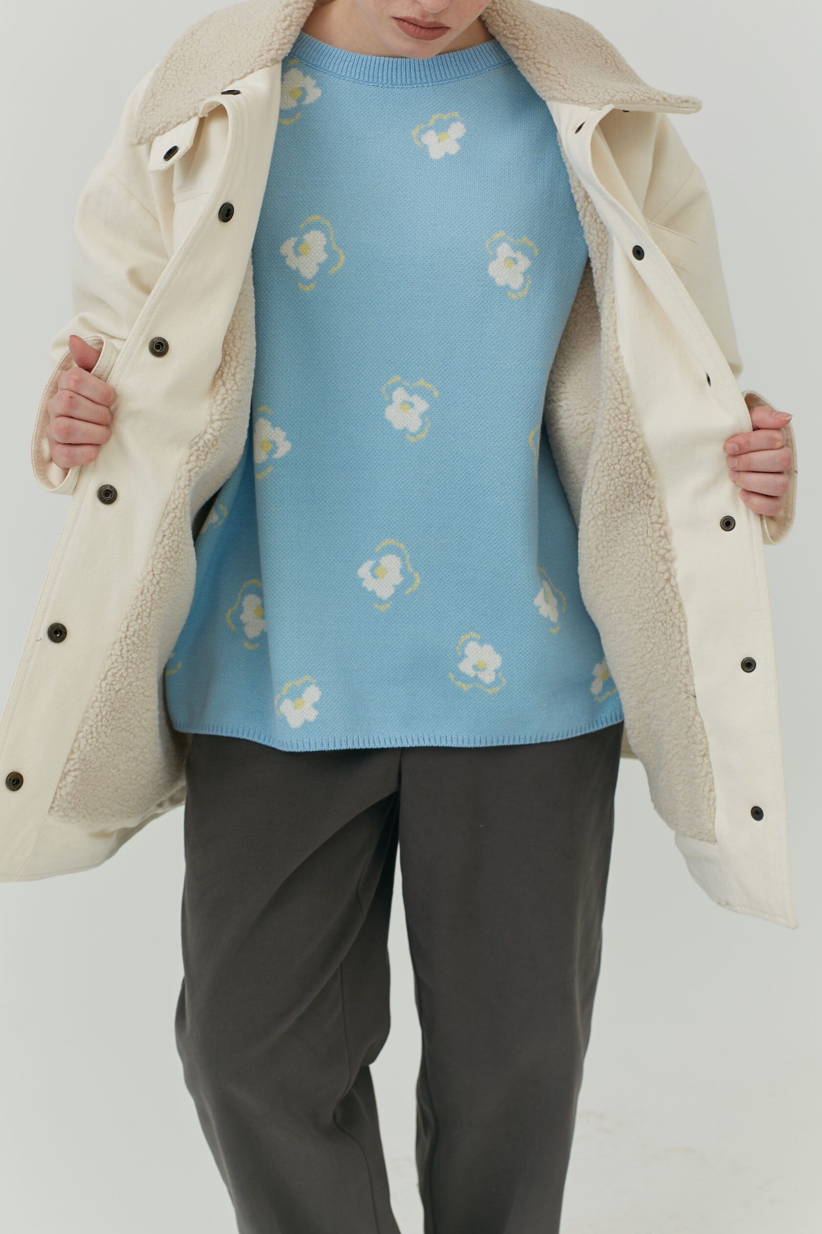 Парка английская на меховой подкладке молочный M-L