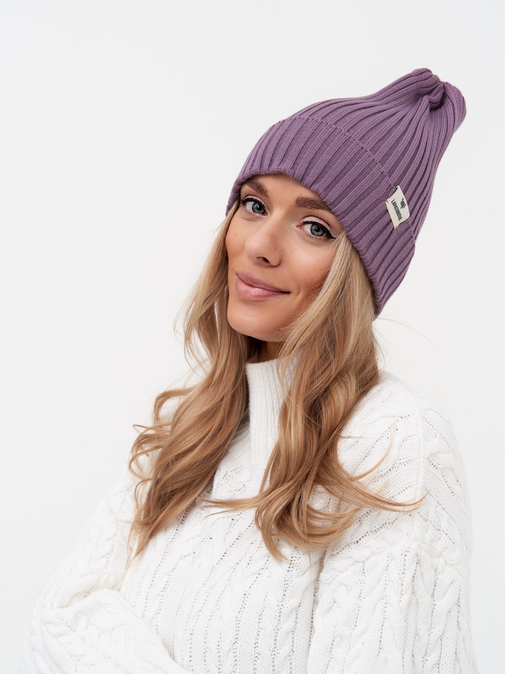 Шапка взрослая сирень S-L