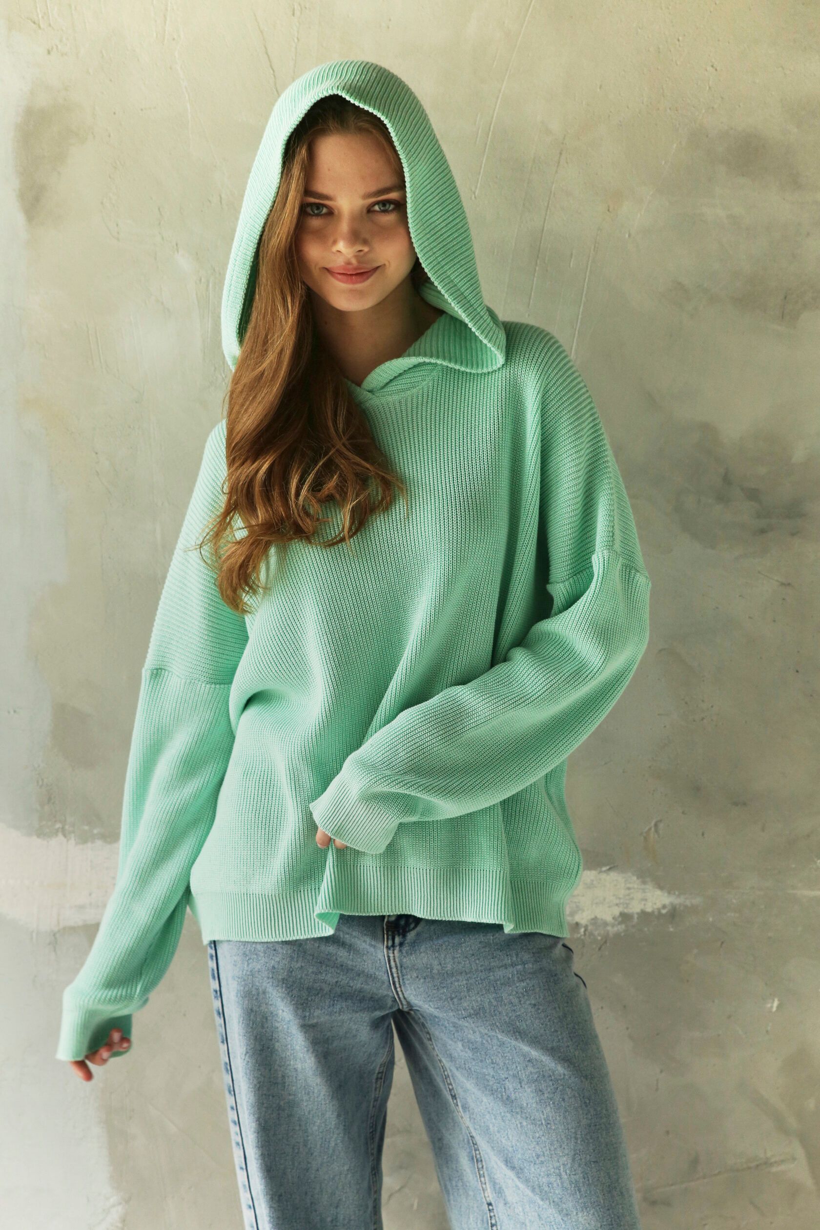 Худи женское с капюшоном мята one size