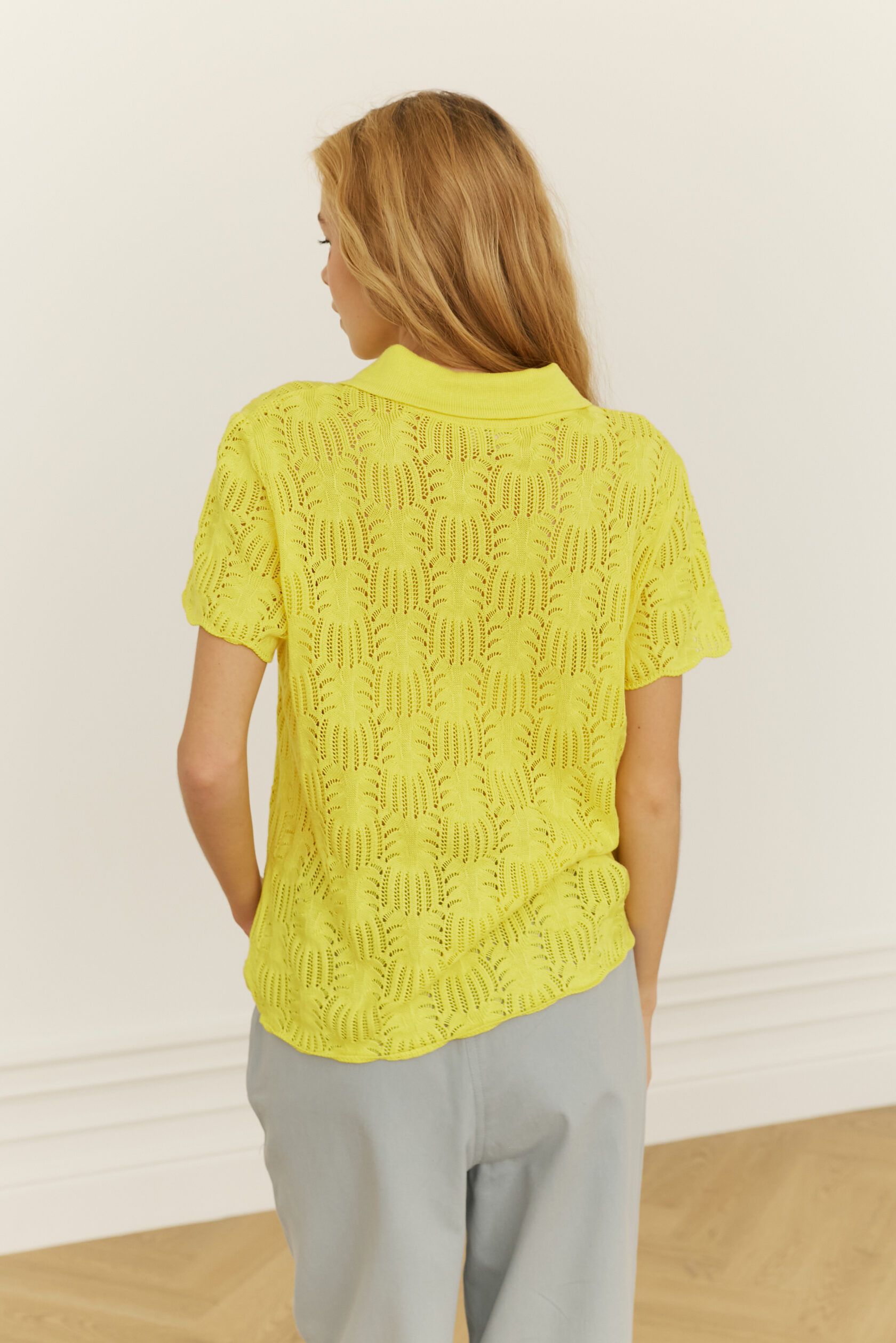 Поло трикотажное ажур Ананас желтый M-L