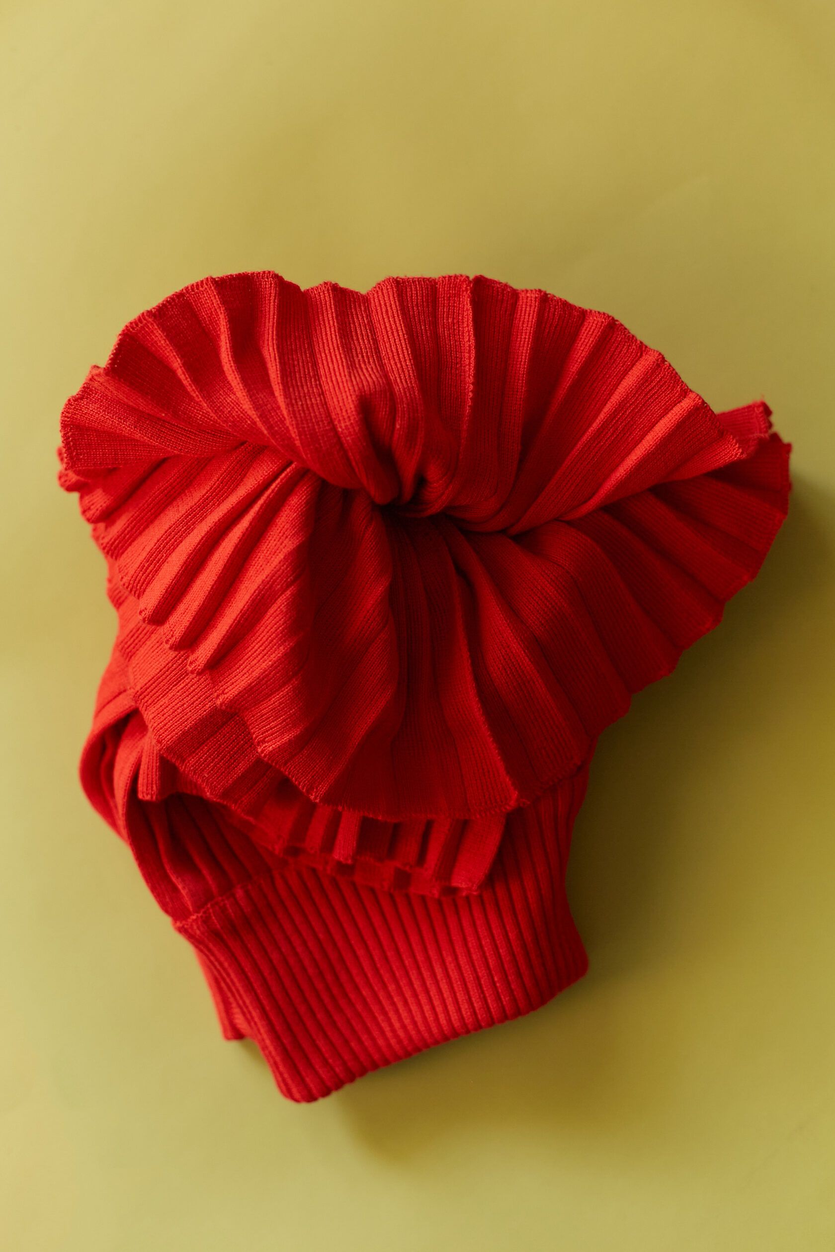 Юбка плиссе трикотажная мини алый M