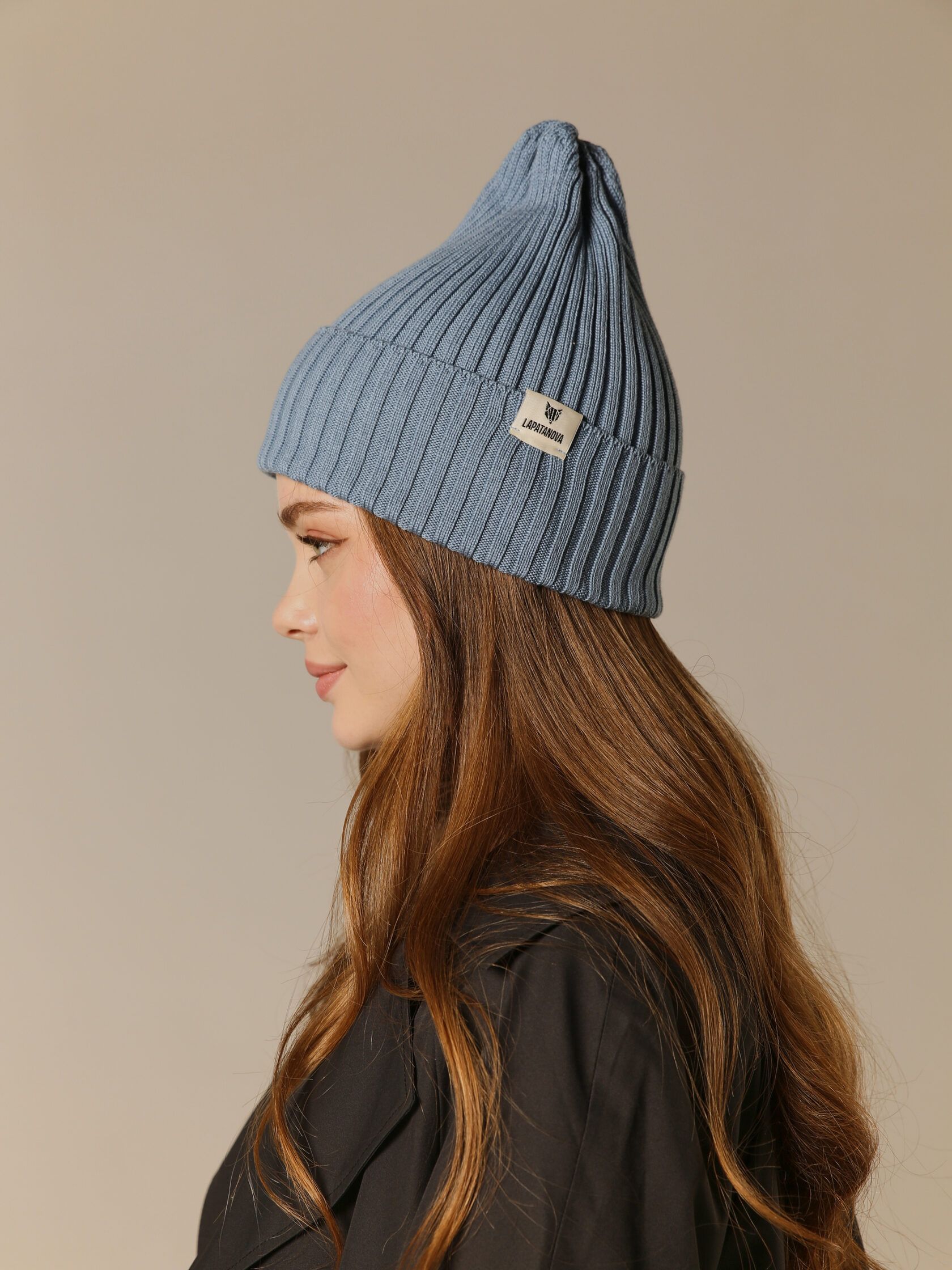 Шапка взрослая серо-голубой S-L