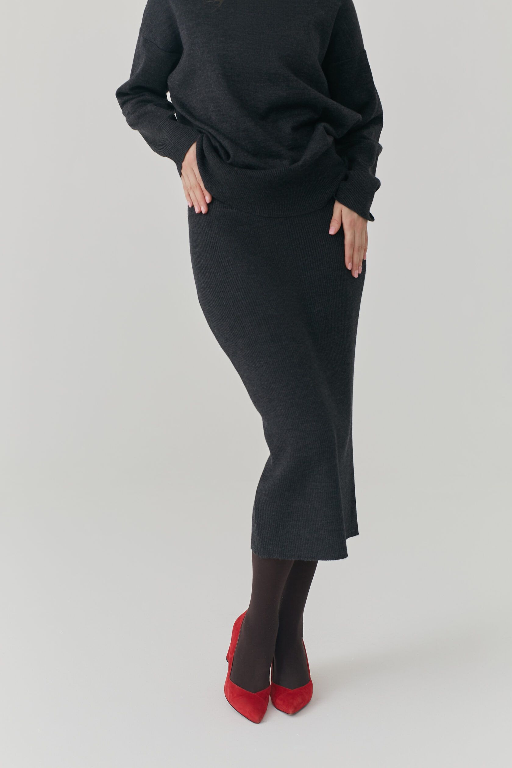 Юбка трикотажная маренго миди one size