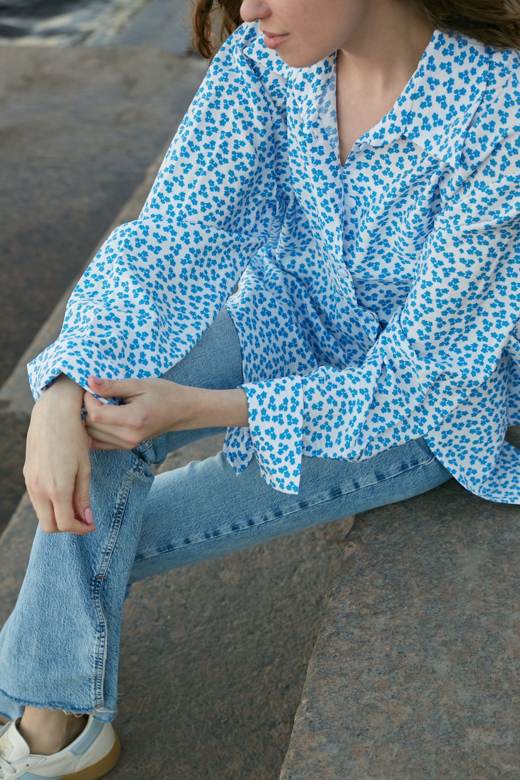 Рубашка женская из вискозы в цветок one size