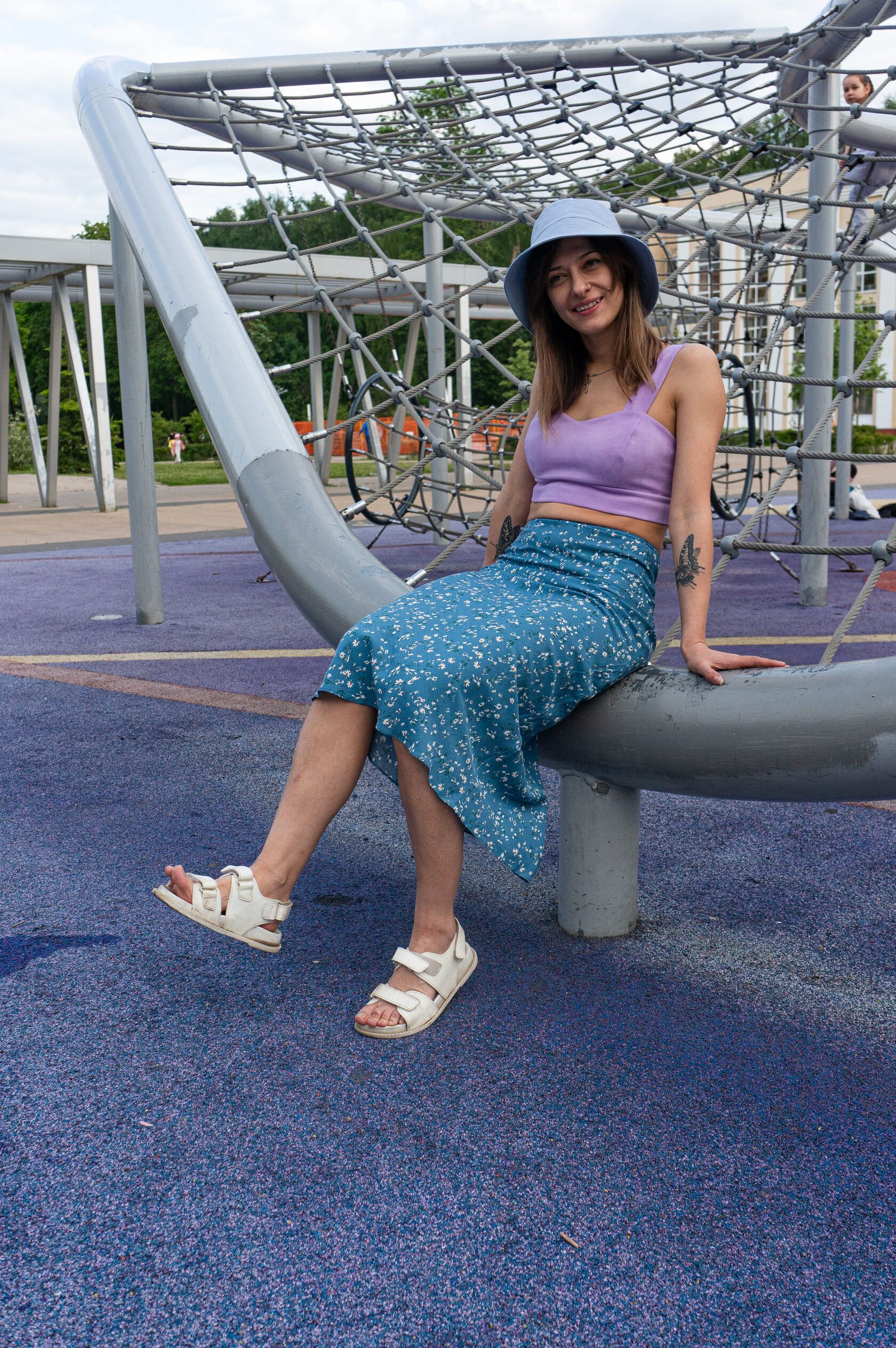 Юбка вискоза миди голубая M