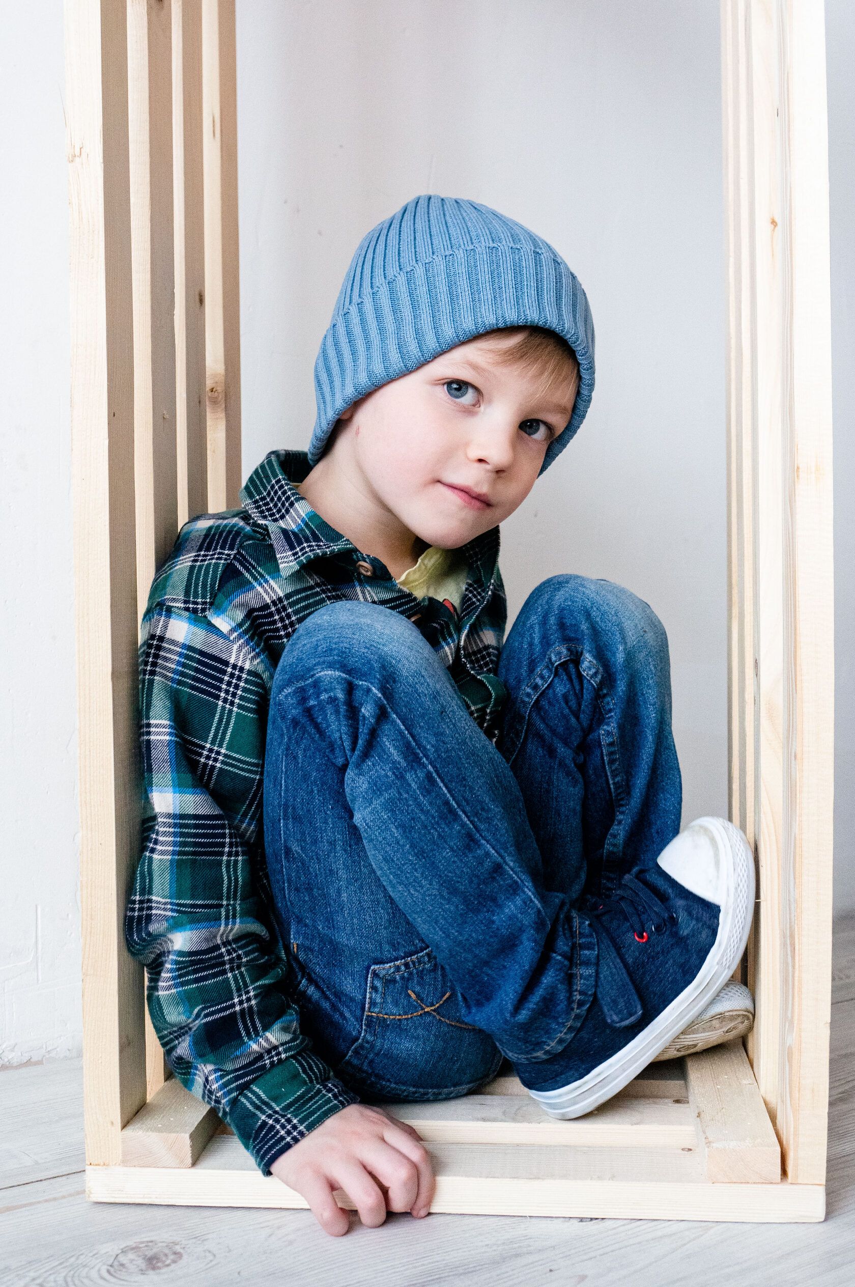 шапка детская серо-голубой L(4-6 лет)