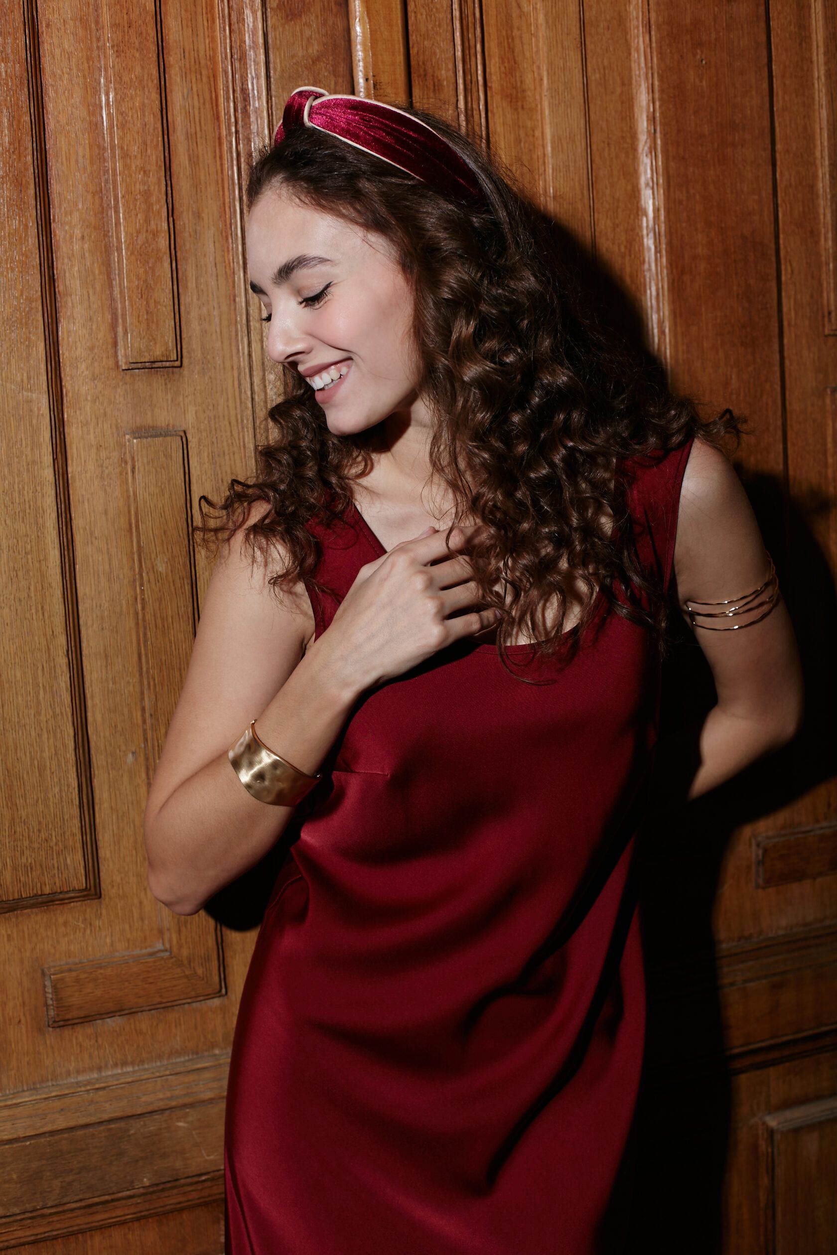 Платье Ариэль макси искусственный шелк винный M