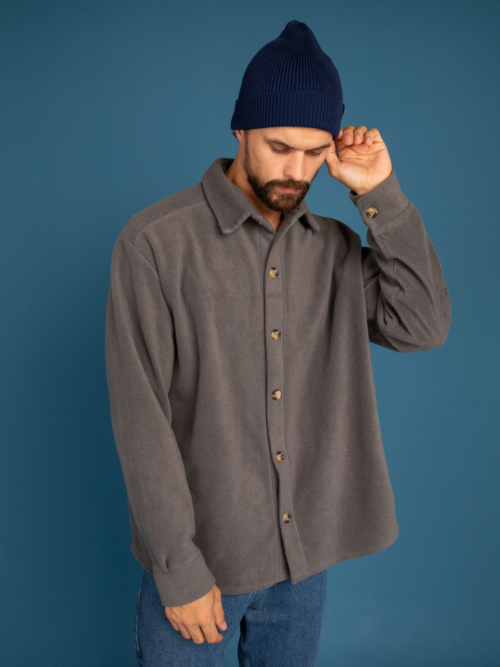 Шапка мужская бини синий 54-60