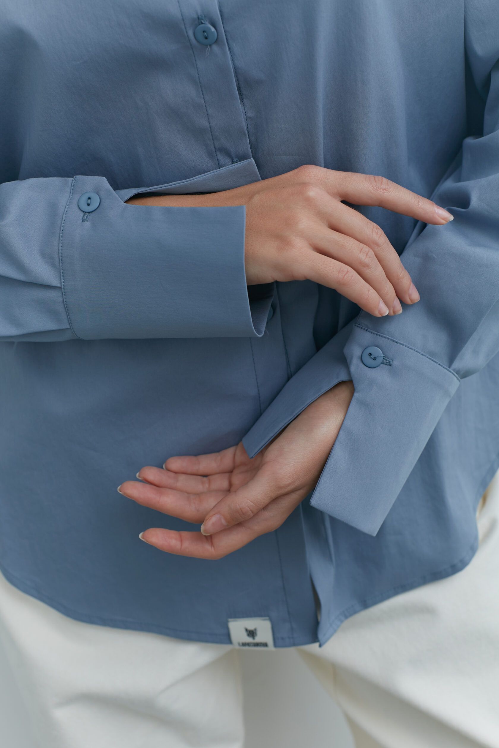 Рубашка хлопок пыльно-голубой S-L