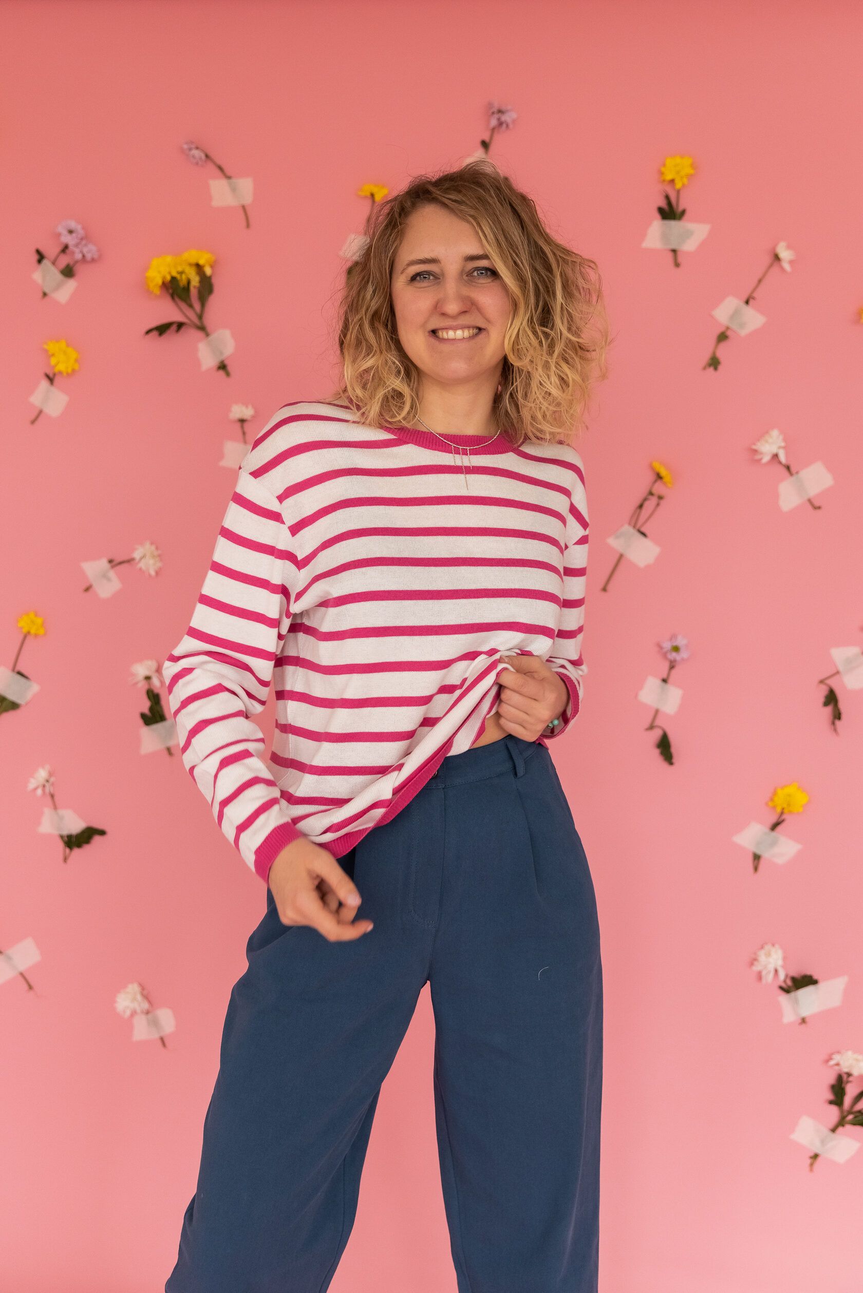 Тельняшка тонкая фуксия M