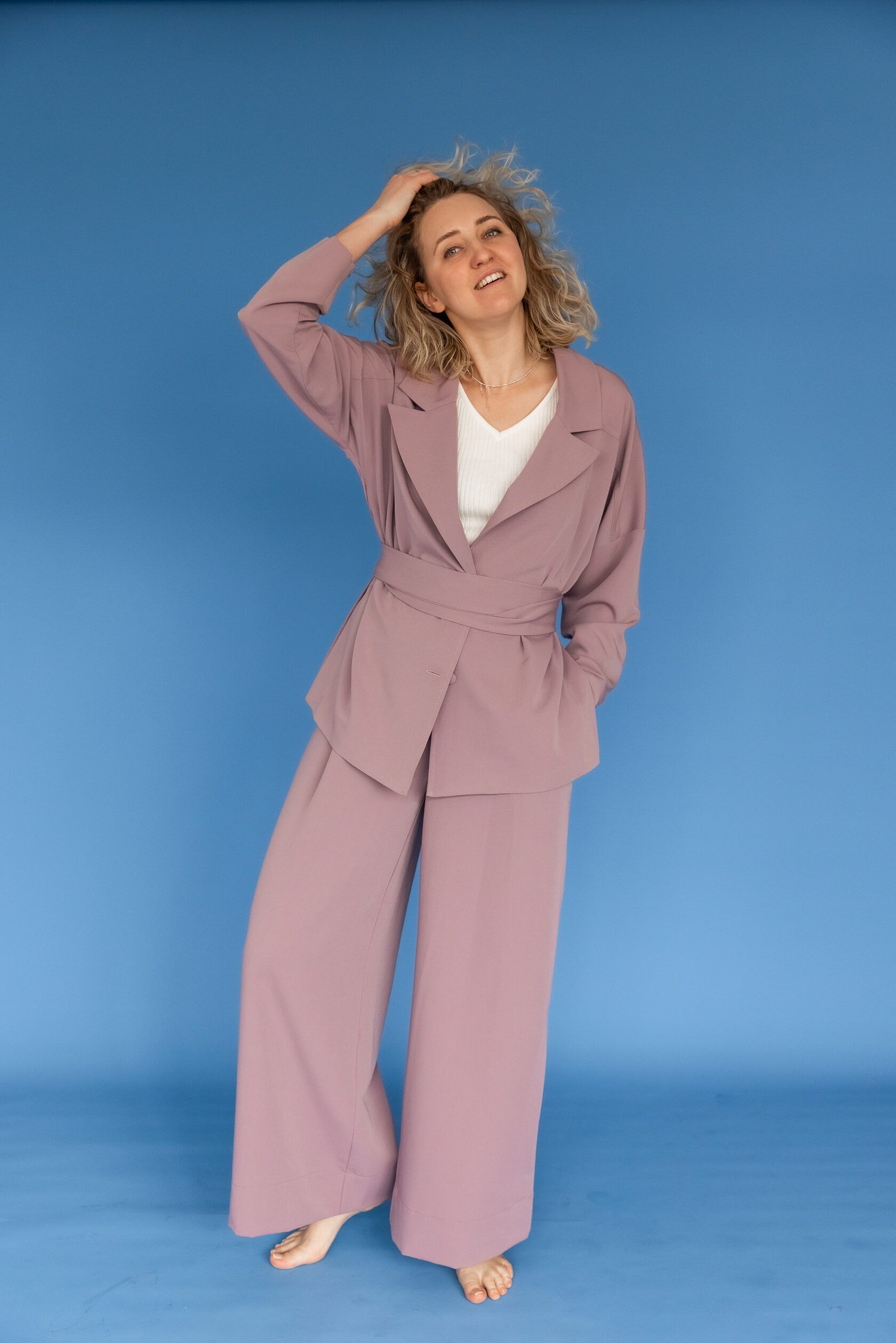 Брюки палаццо вискоза сирень M