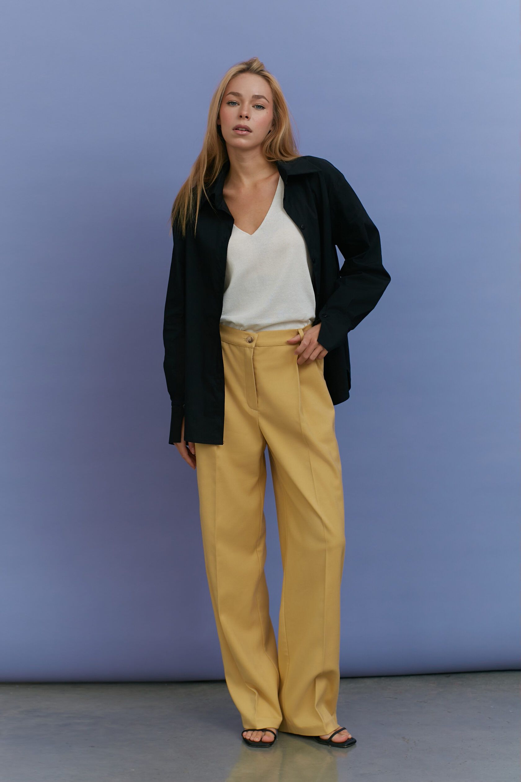 Брюки классика вискоза сливочно-желтый S