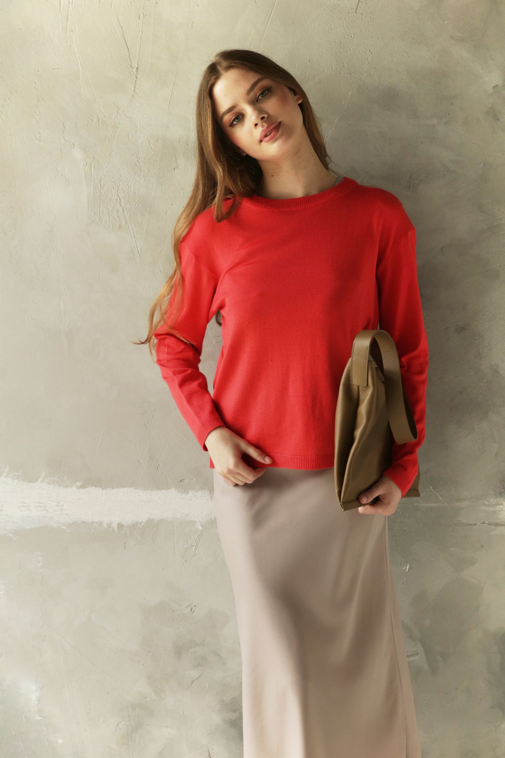 Лонгслив женский коралл L