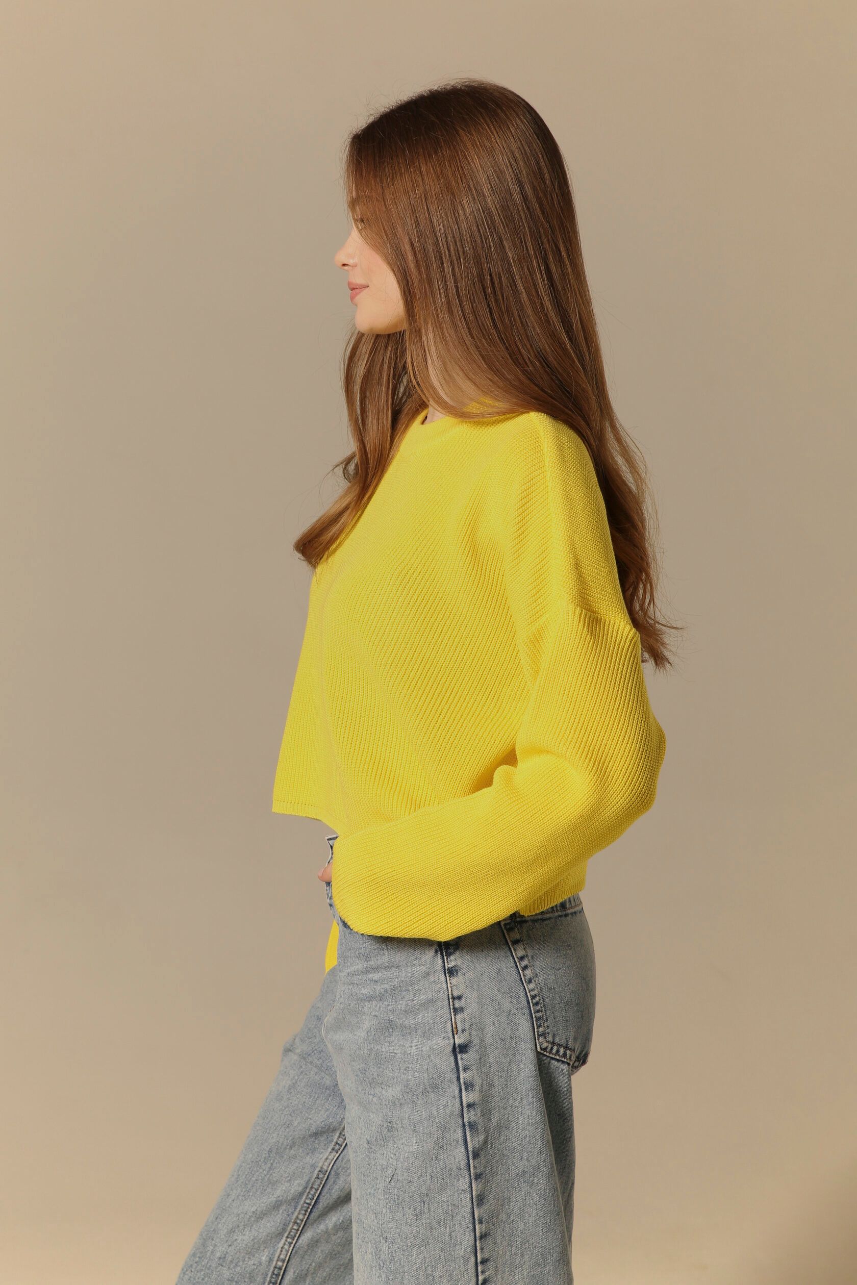 Джемпер базовый укороченный желтый one size