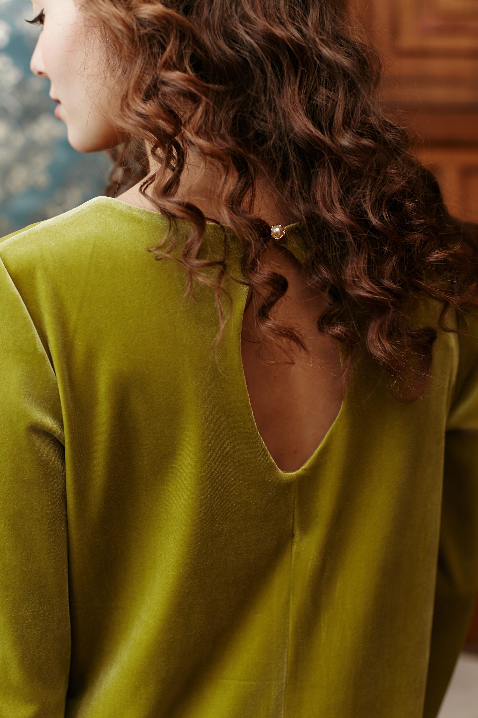 Платье Агата мини велюр лайм M