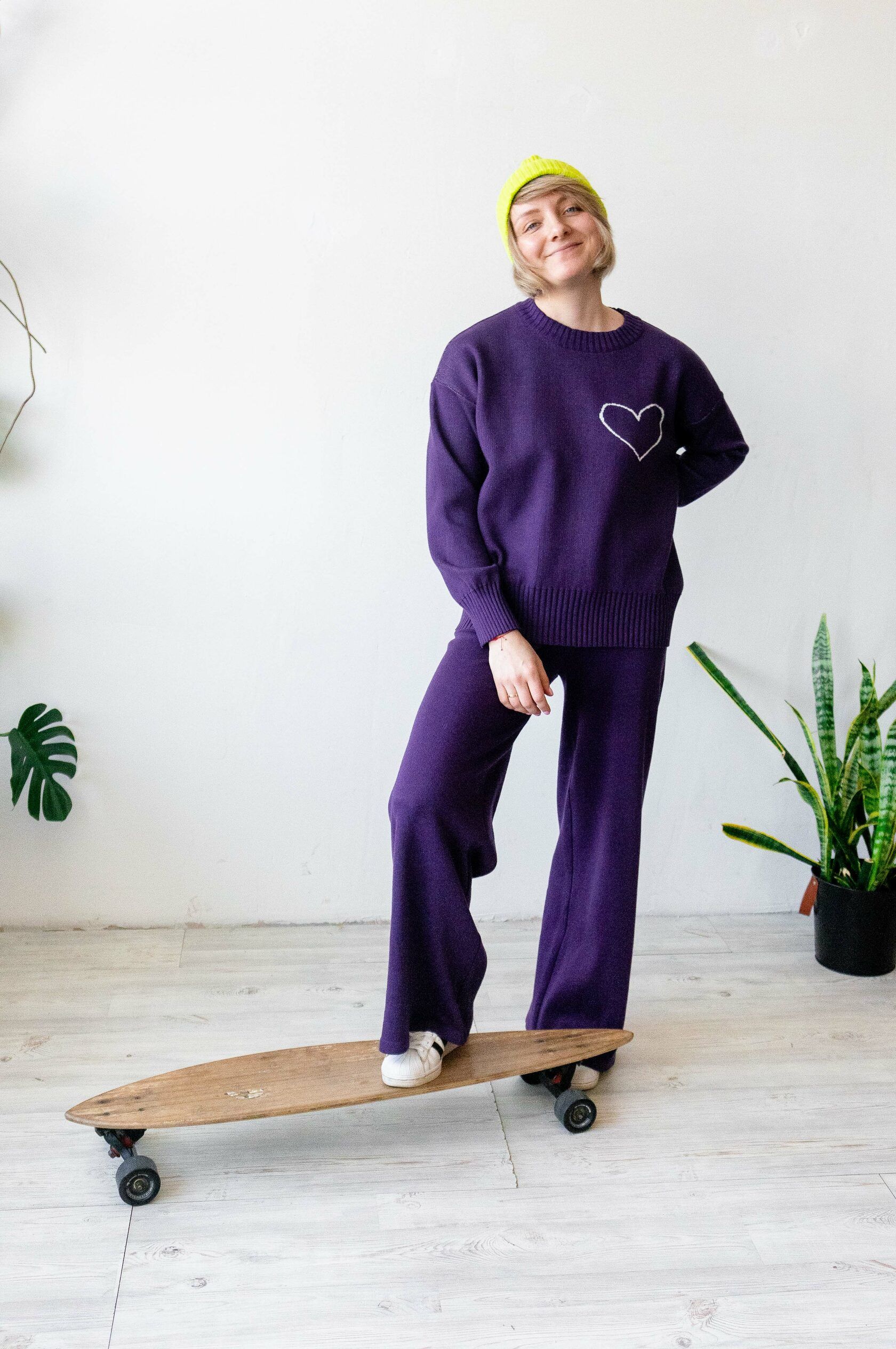 Брюки трикотаж фиолетовый M-L