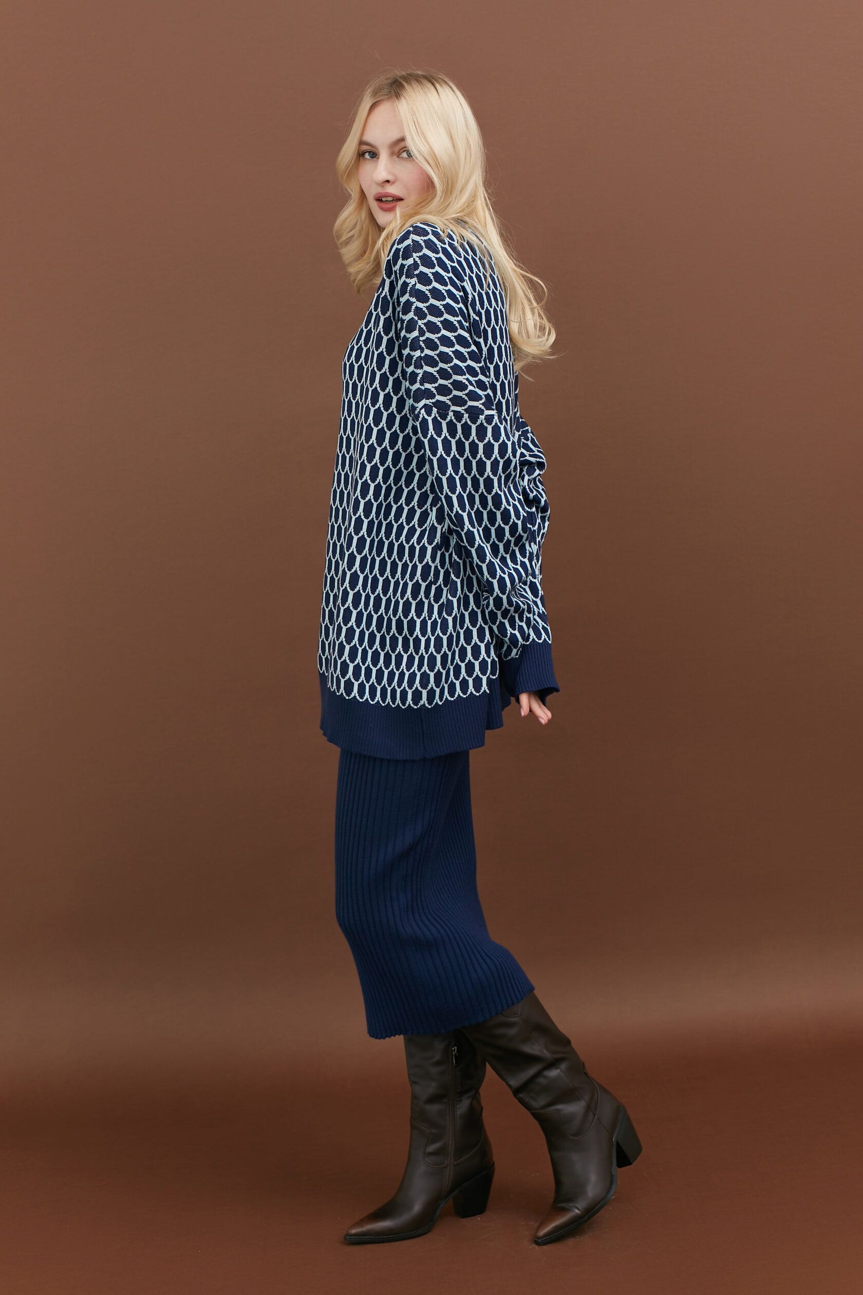 Джемпер Чешуйки оверсайз синий one size