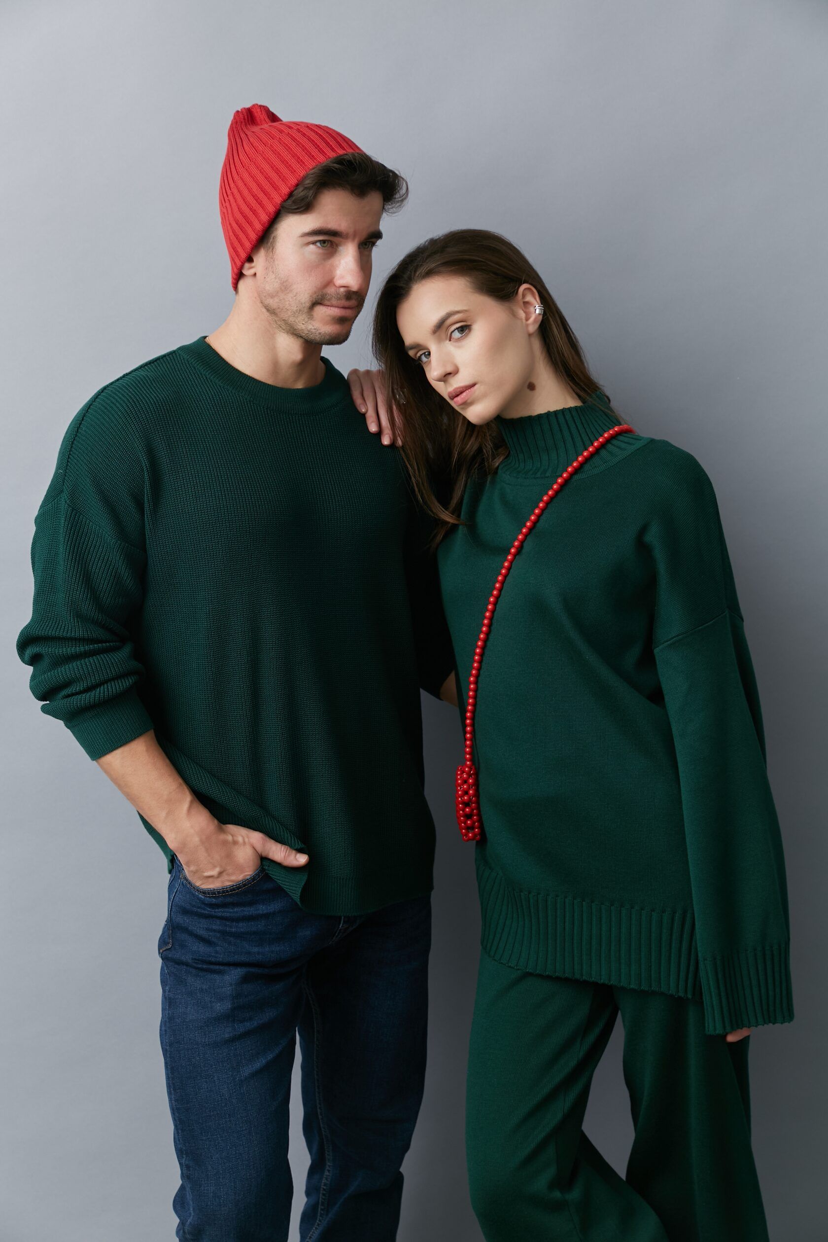 Свитер Кострома изумруд M-L